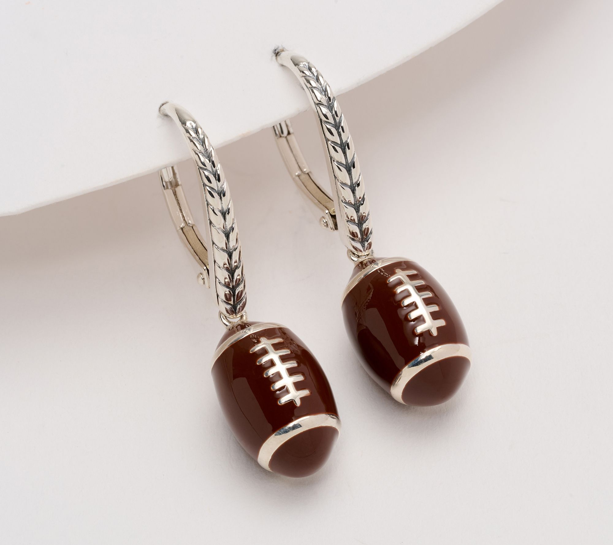 JAI Sterling Silver Enamel Sports Symbol Leverback Earrings