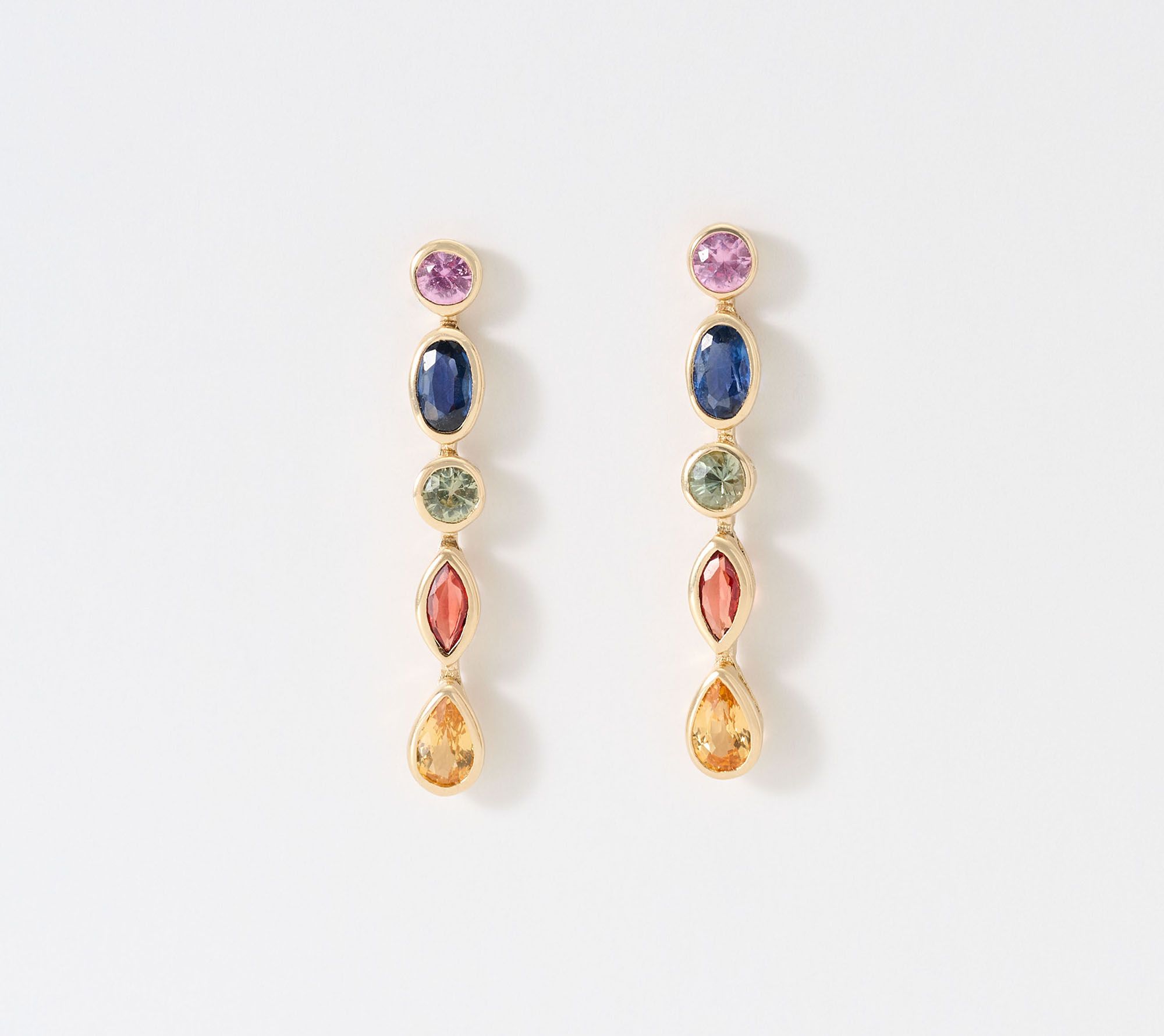 Effy 2.0cttw Multi Sapphire Drop Earring, 14K Yellow Gold