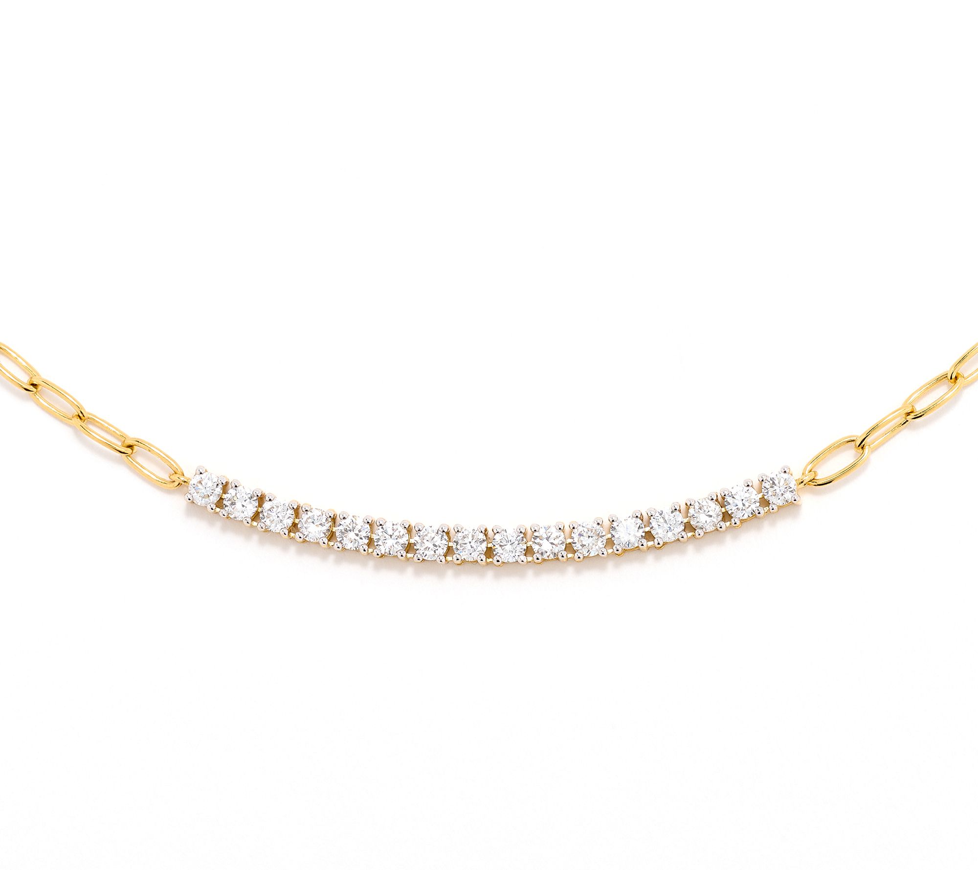  Fire Light Lab Grown Diamond 1.00 cttw Paperclip Necklace, Sterl