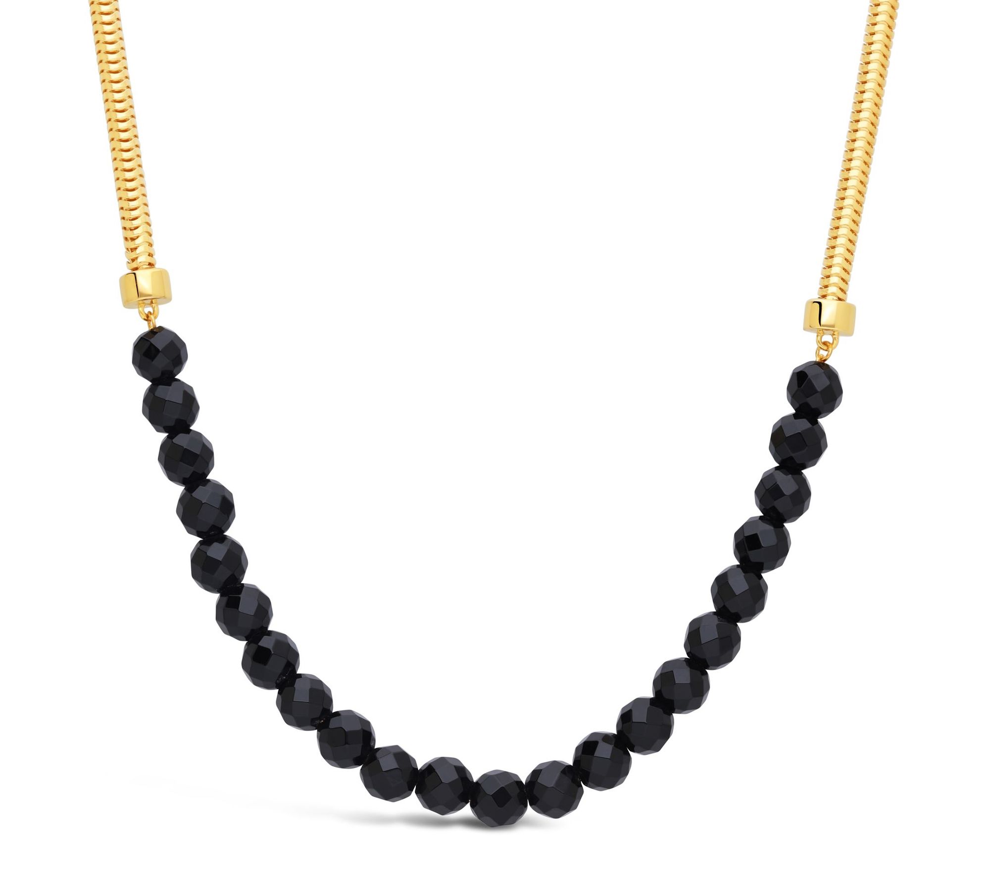 Elyse Ryan 14K Gold Clad Onyx Snake Chain Necklace