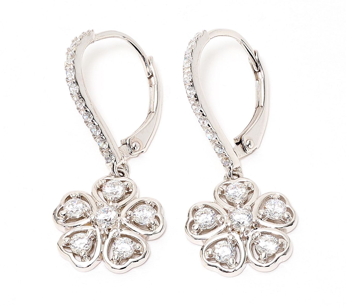 Diamonique x Kathy Levine Heart Bouquet Leverback Earrings, Sterl