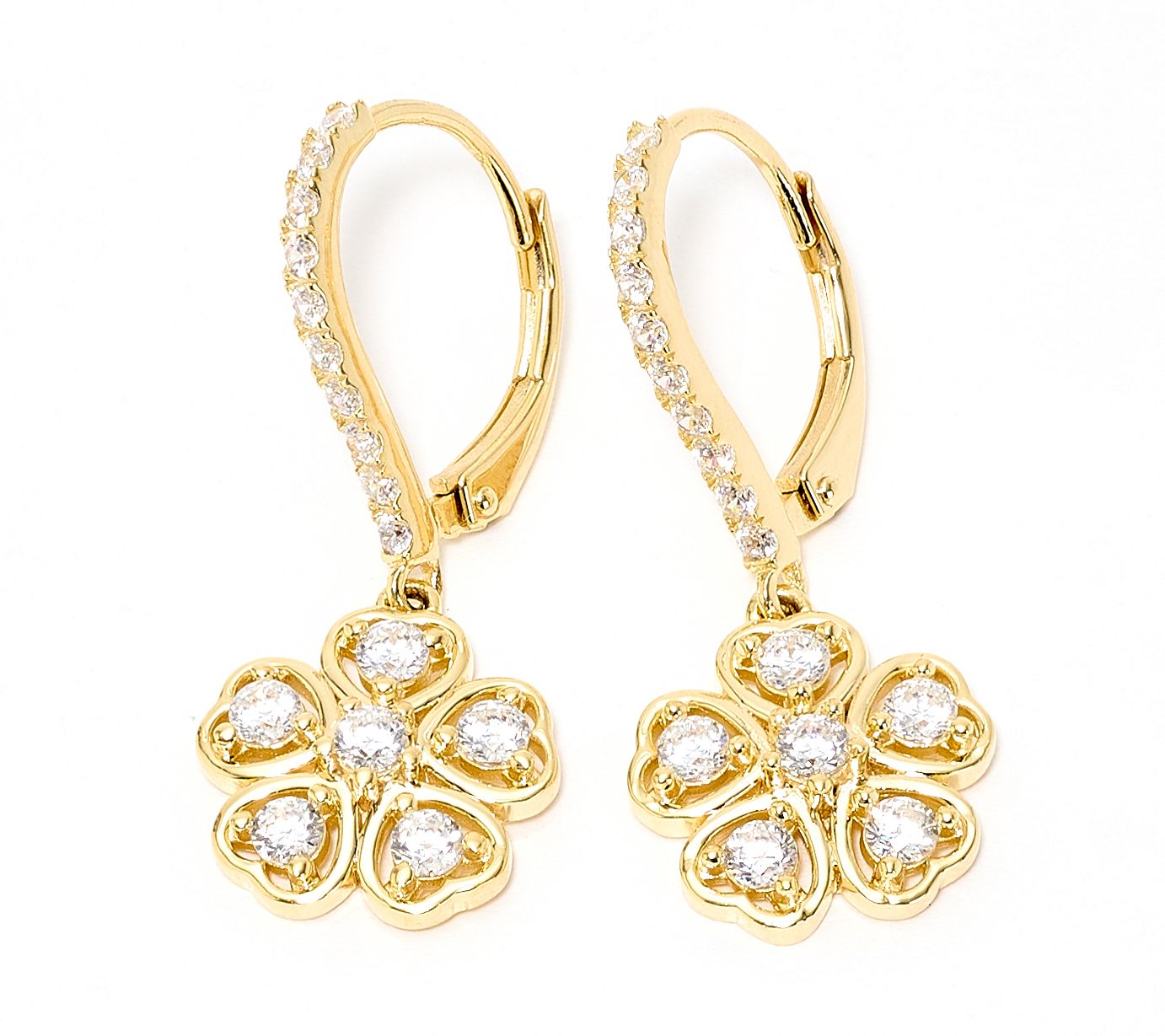 Diamonique x Kathy Levine Heart Bouquet Leverback Earrings, Sterl