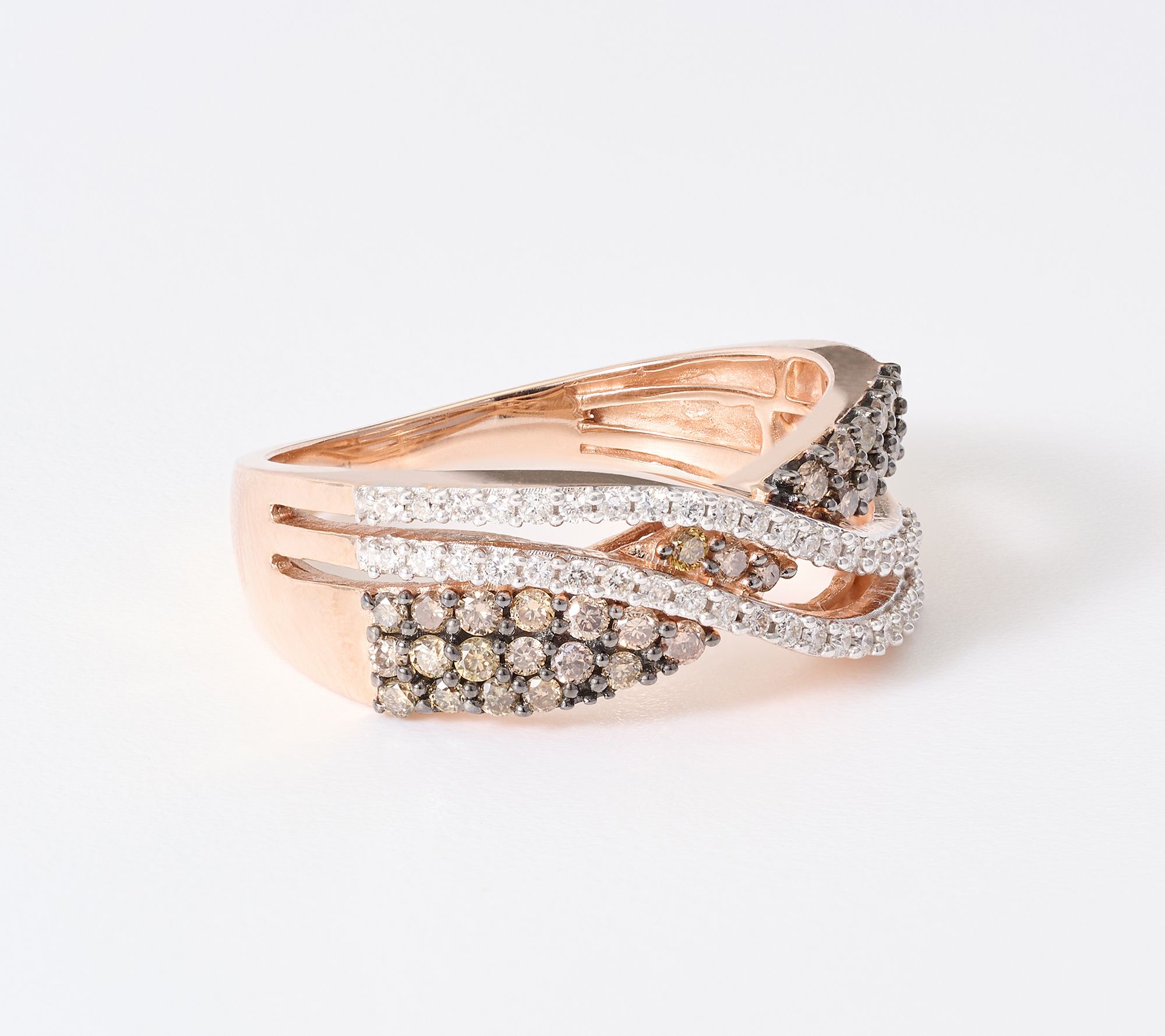 Kallati 0.45 cttw Diamond Cross Over Band Ring, 14k Gold