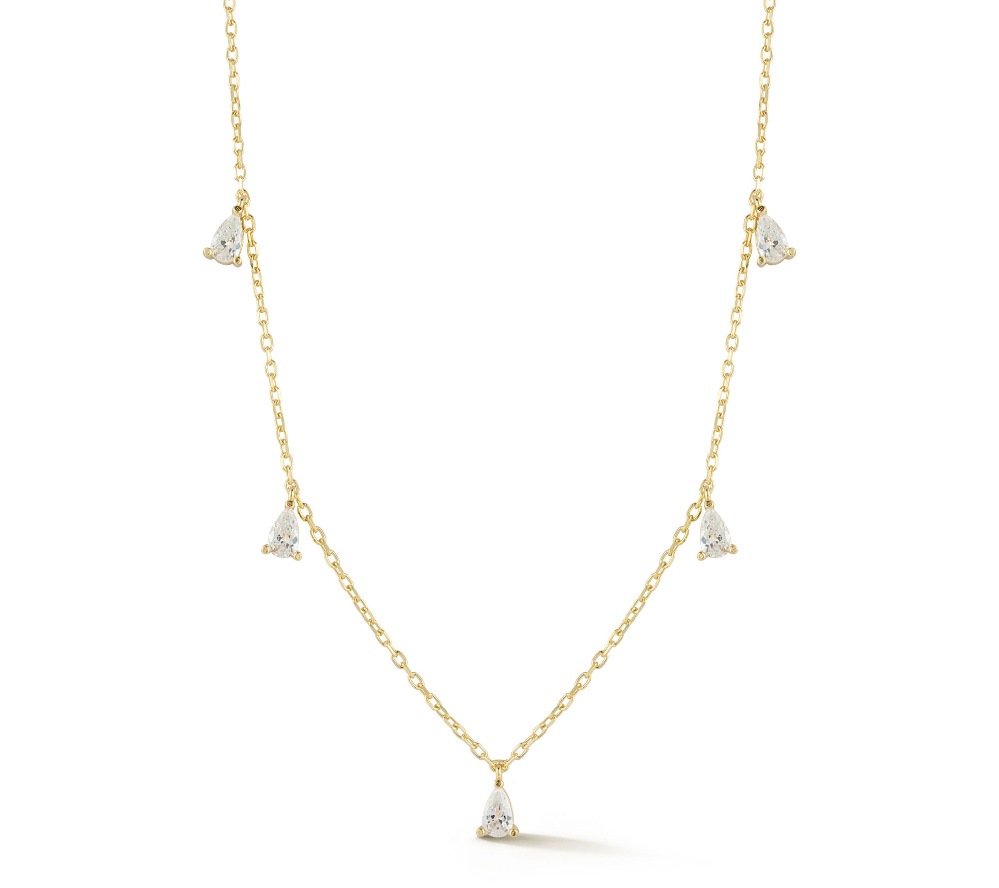 Sterlina Silver Dainty Pear Cut Charm Necklace,Sterling