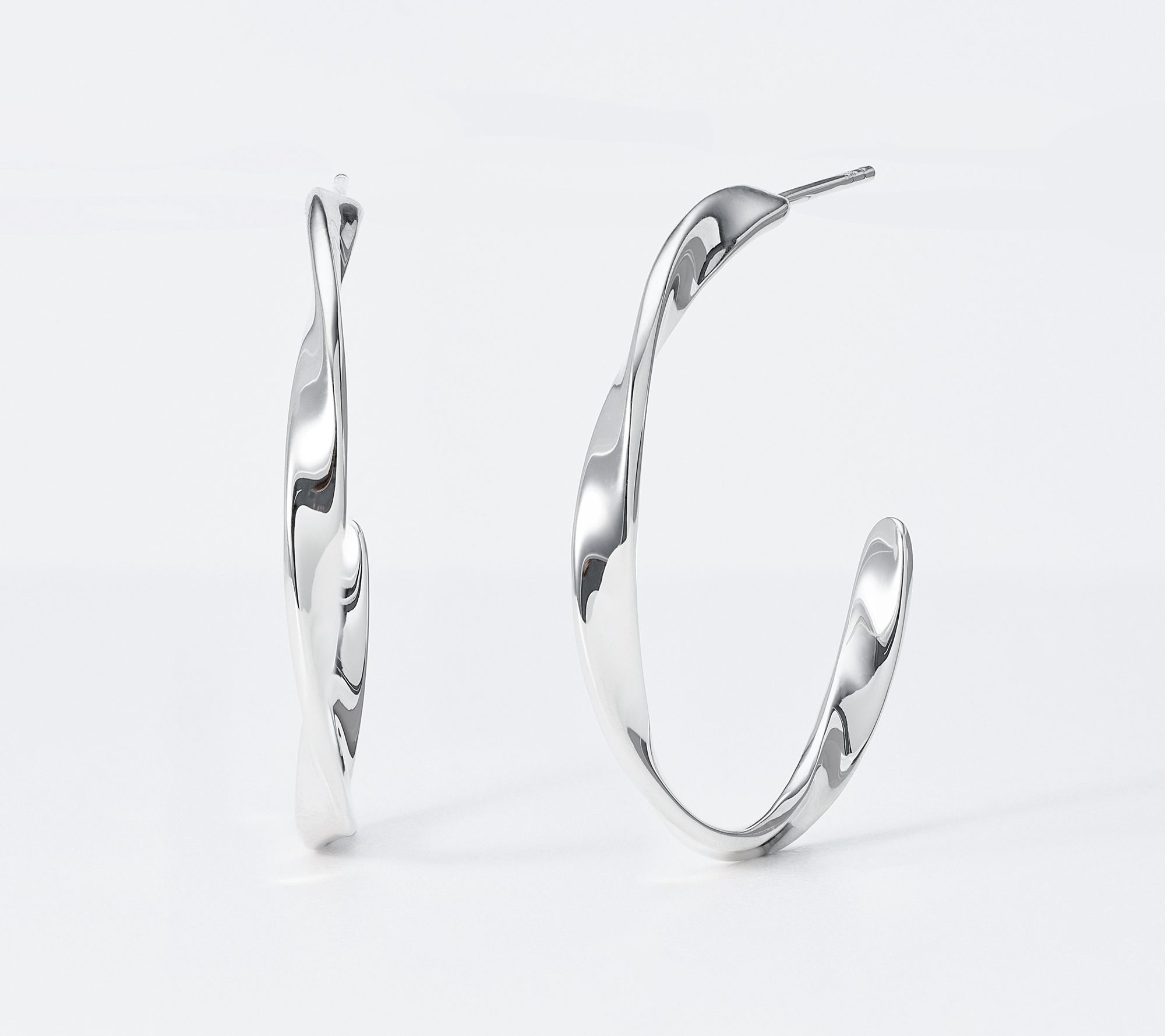 Christian James by Scott Grimes Sterling Silver 1-1/2" Ripple Hoop Earrings