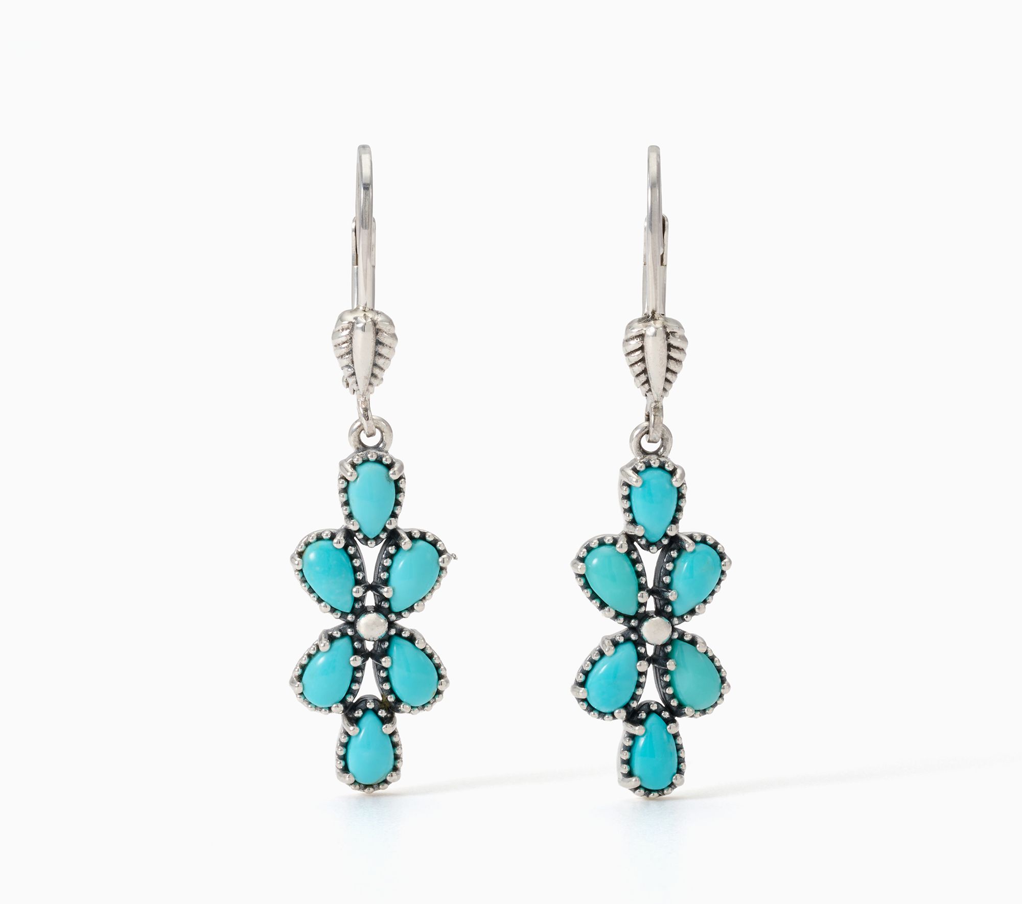 American West Sterling Silver Pear Gemstone Leverback Earrings