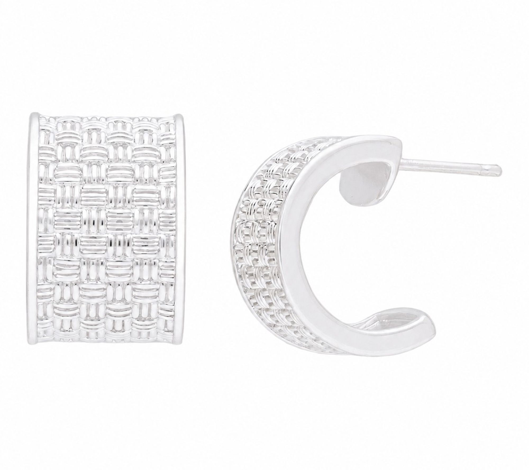 Ariva Sterling Silver Basketweave Hoop Earrings
