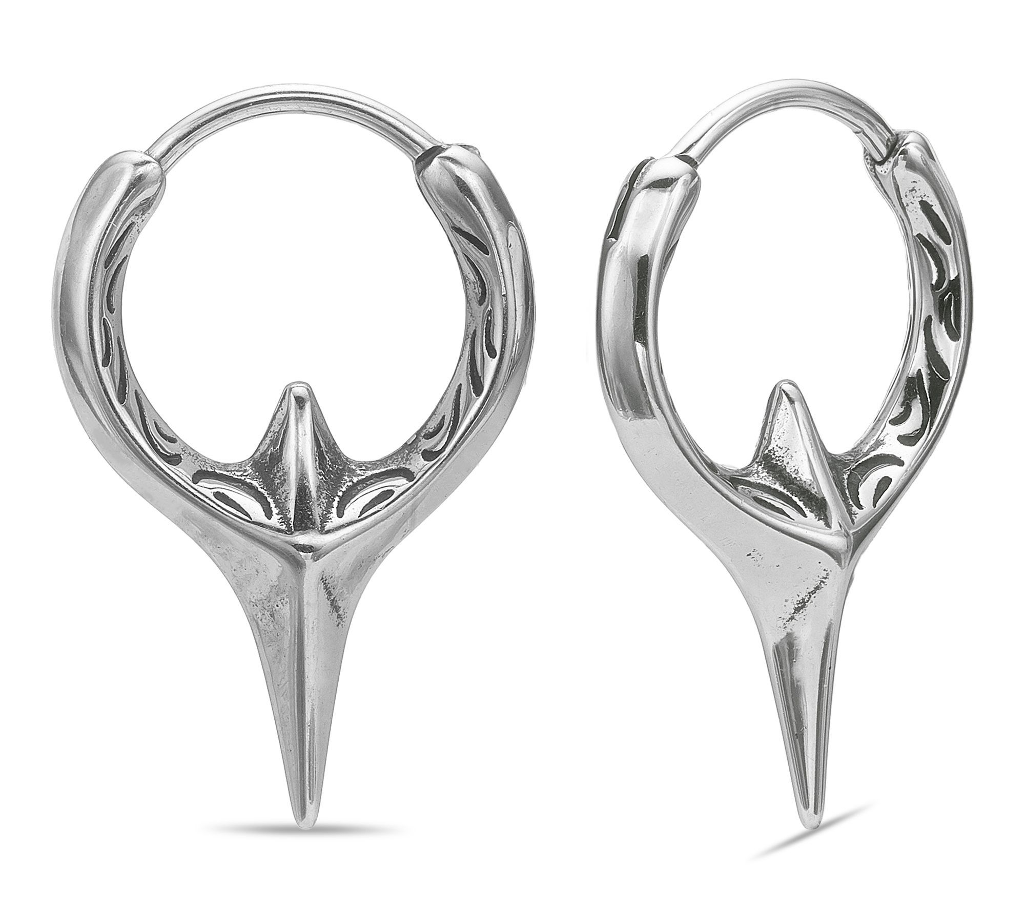 LYNX Men's Stainless Steel Spike Hoop Earrings