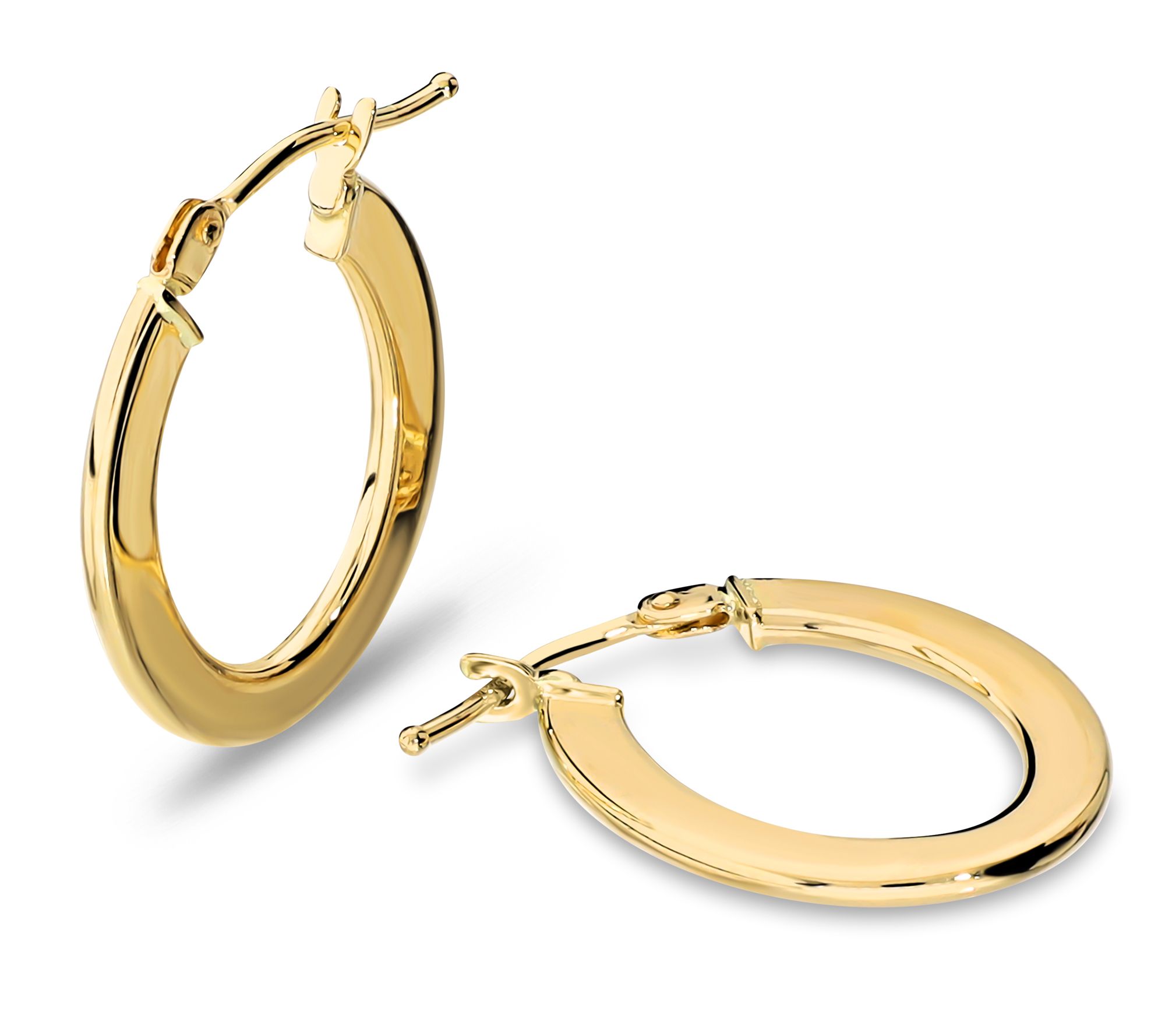 Italian Gold Polished Oval Hoop Earrings, 14K
