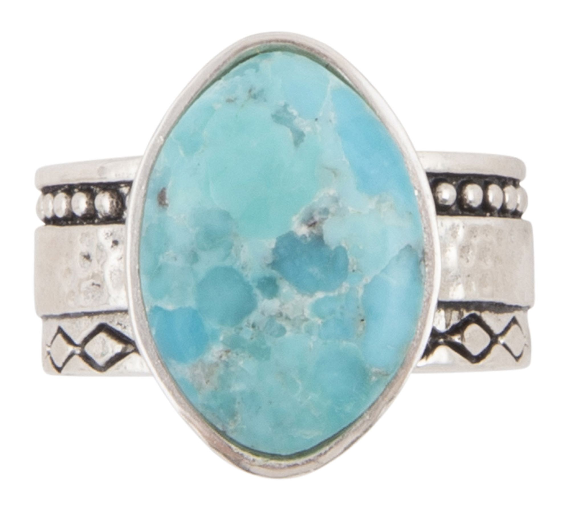 Barse Artisan Crafted Hammered Blue Turquoise Ring