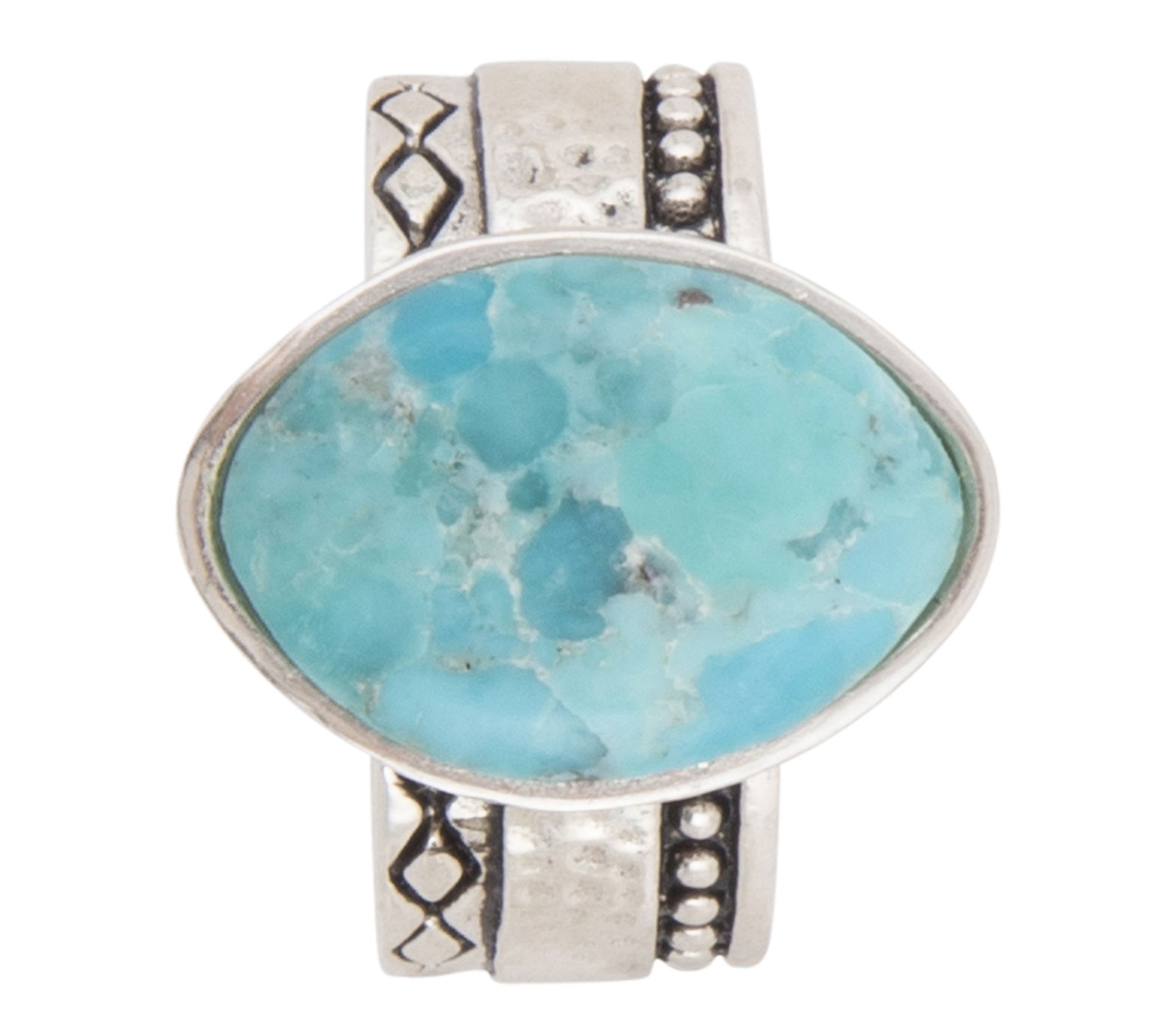 Barse Artisan Crafted Hammered Blue Turquoise Ring