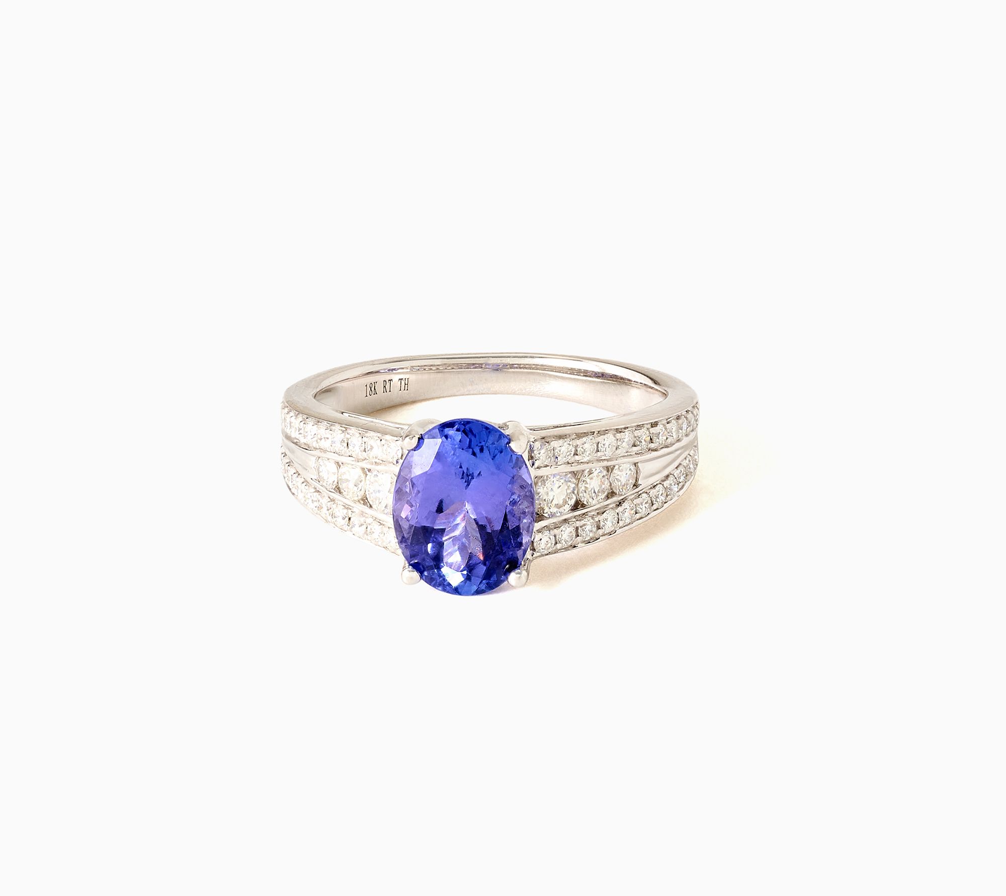 Pure Tanzanite by Jeff Moseley Oval Cut Band Ring, 18K Gold