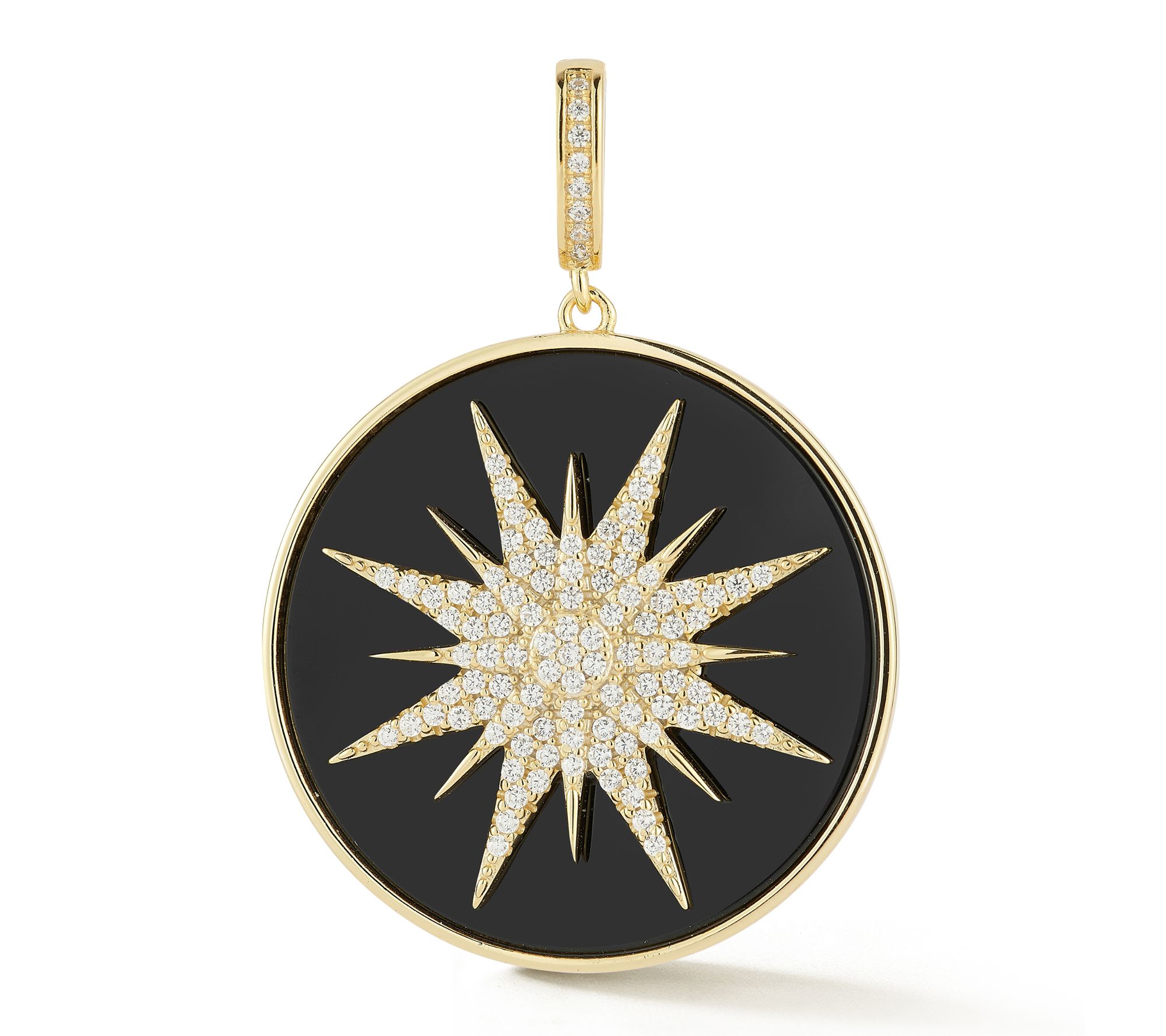 Sterlina Silver Black Agate Starburst Pendant, Sterling
