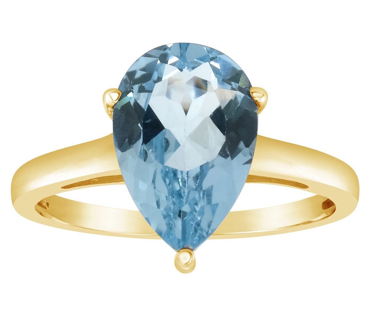 14K Gold Pear Shaped 3.30 cttw Sky Blue Topaz Gemstone Ring