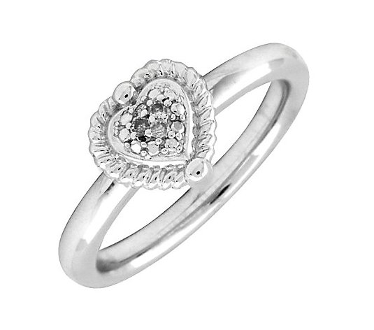 Simply Stacks Sterling Heart Ring with Diamondsin Center