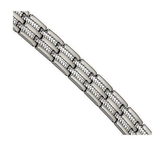 Steel by Design Men's 8-1/2" Brushed Cable Inlay Bracelet