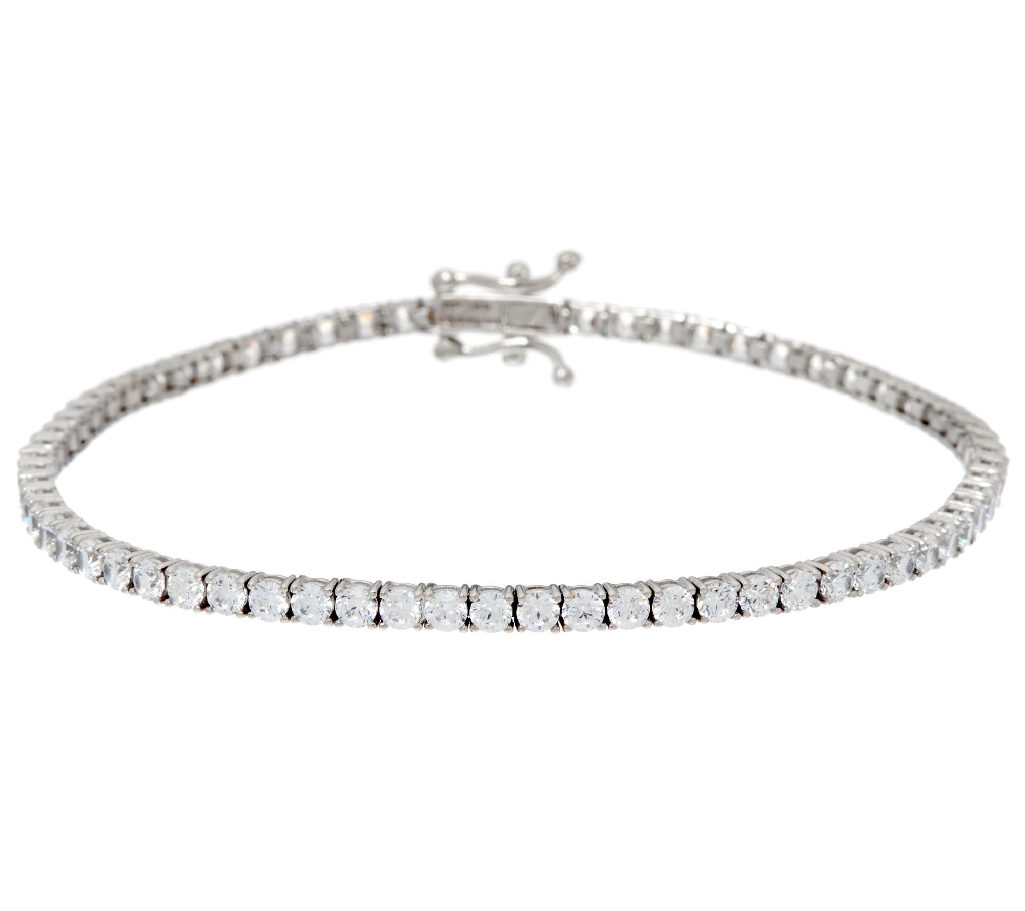 Diamonique 14K Gold Round Tennis Bracelet, Average