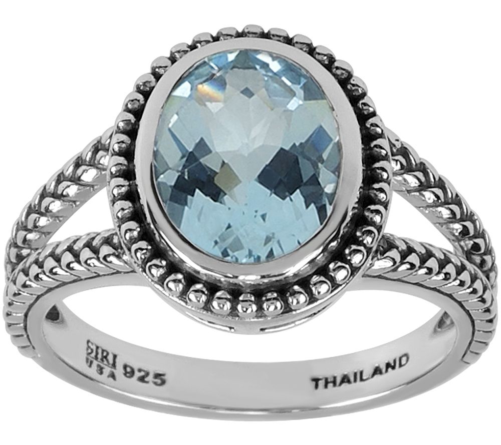 Sterling Oval Faceted Gemstone Ring