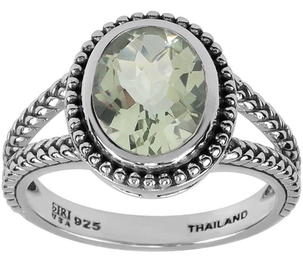 Sterling Oval Faceted Gemstone Ring