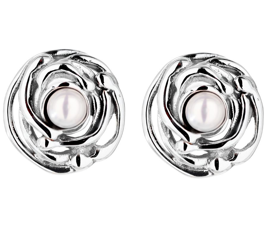 Hagit Cultured Pearl Stud Earrings, Sterling