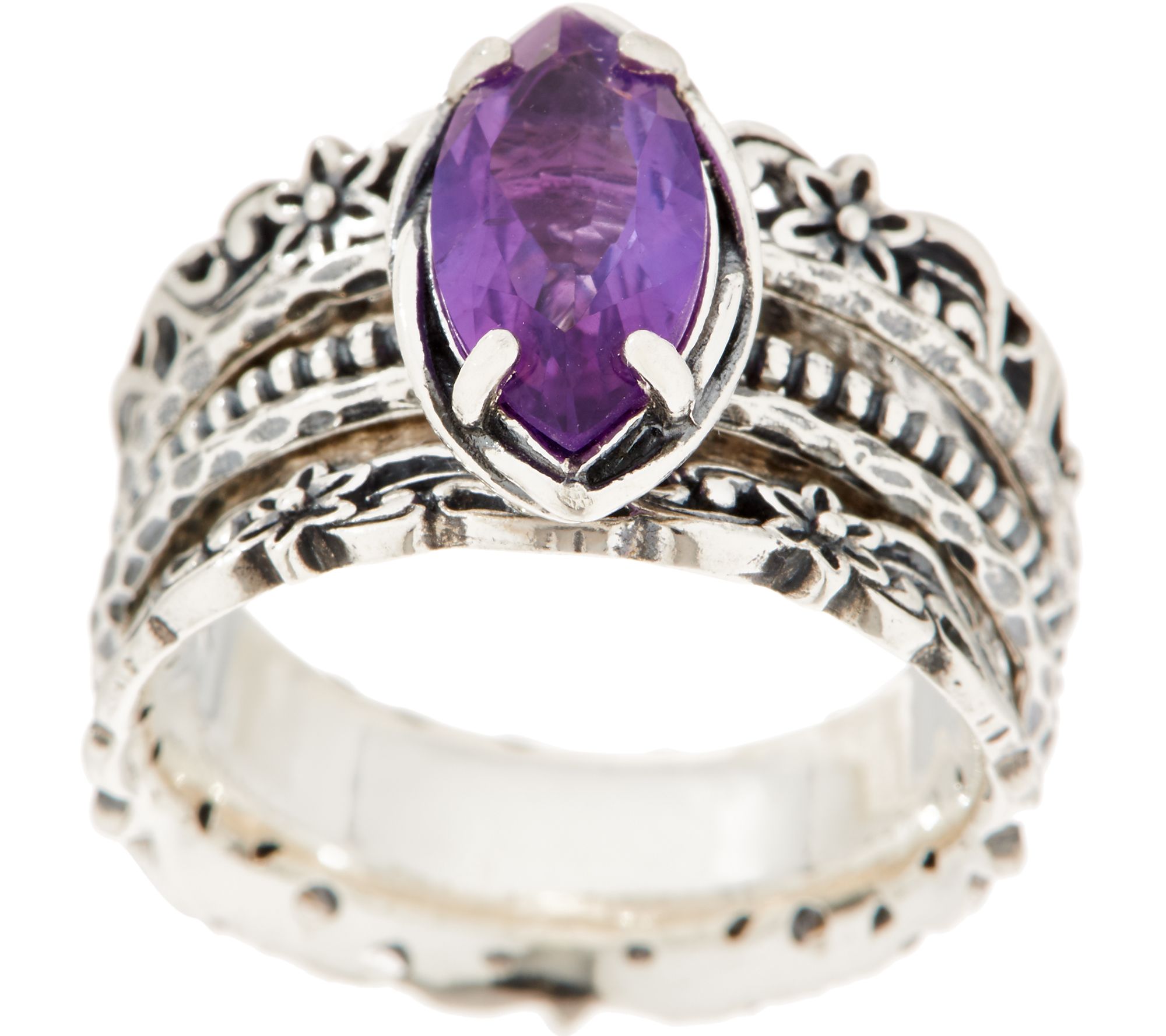 Or Paz Sterling 1.55ct Amethyst Marquise Spinner Ring - QVC.com