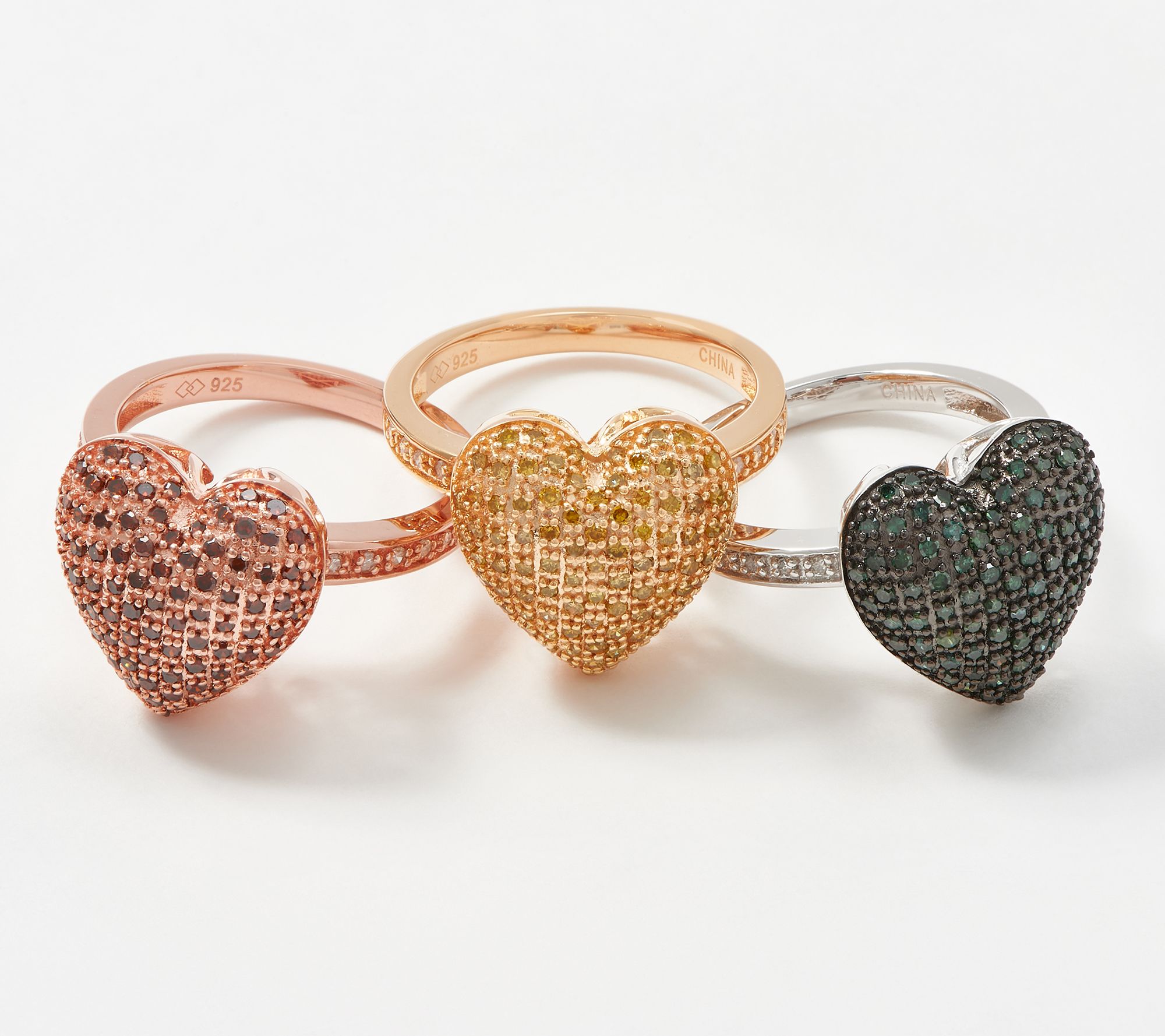 Affinity Sterling Silver Colored Diamond Heart Ring, 1/2 cttw | QVC
