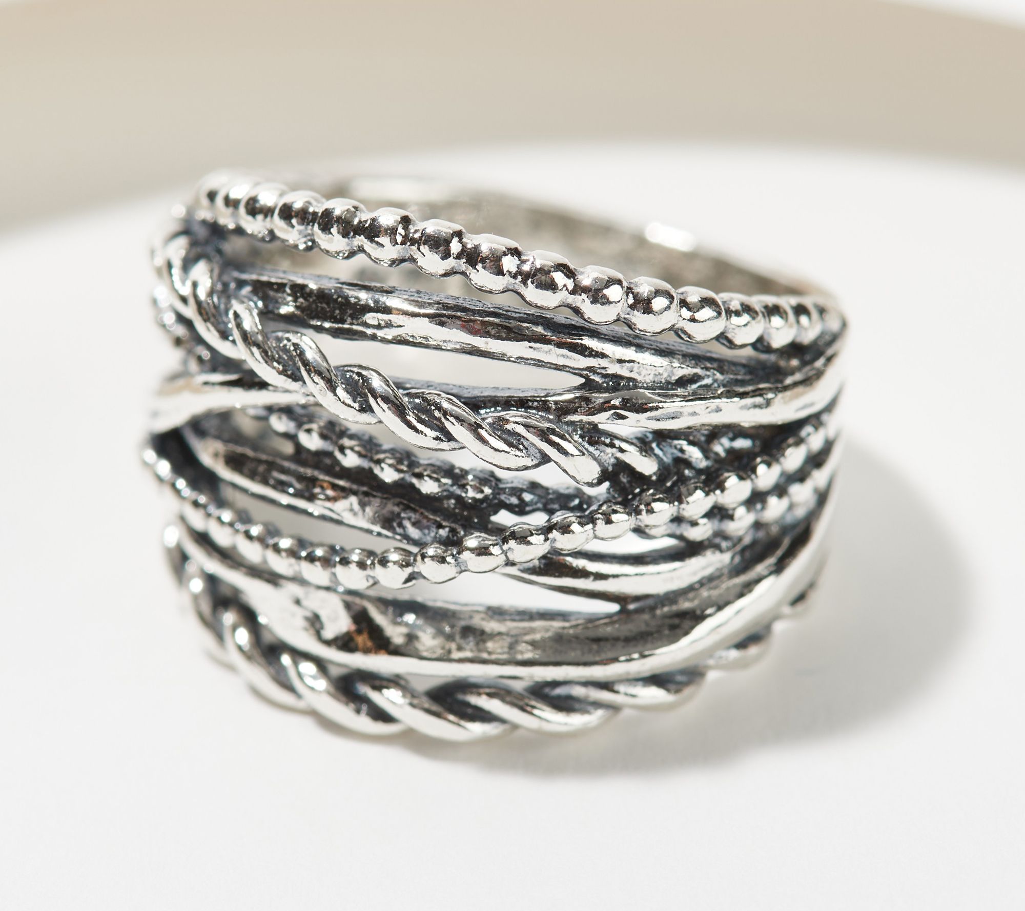Or Paz Sterling Silver Textured Highway Ring - QVC.com