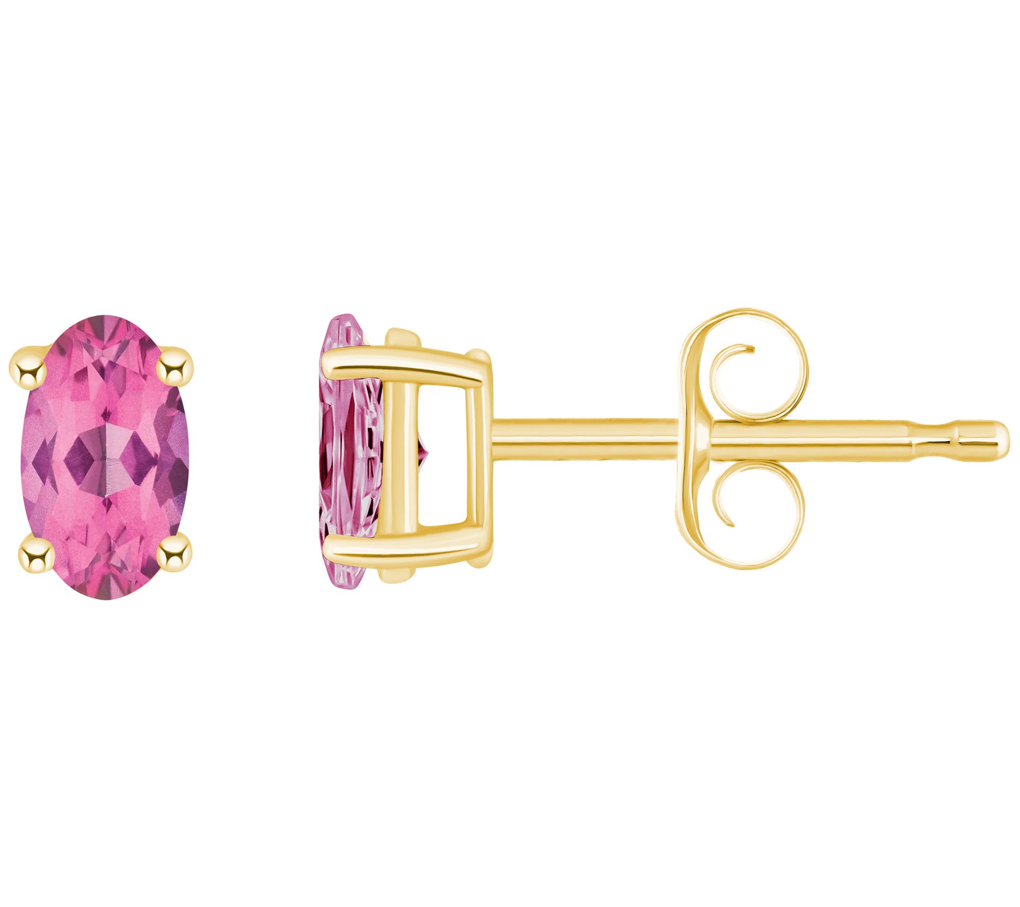 14K Oval 0.50 cttw Pink Topaz Stud Earrings