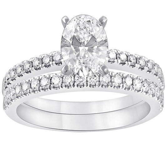 Fire Light Lab Grown Diamond 14K Oval Bridal Se t, 1.50 cttw