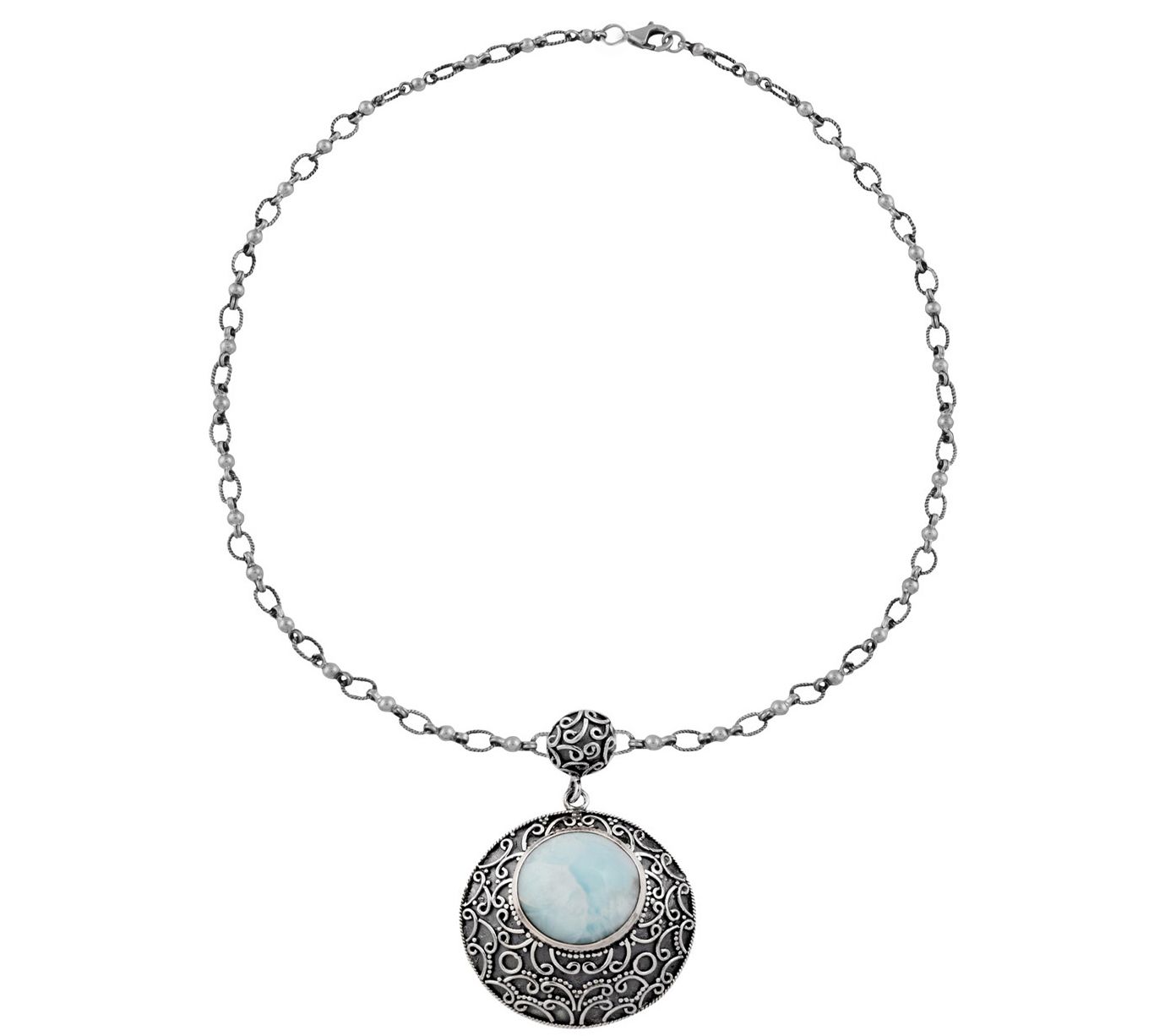 Artisan Crafted Sterling Silver 18" Larimar Necklace