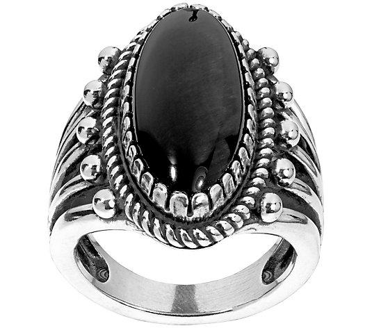 American West Sterling Silver Gemstone Bold Oval Ring
