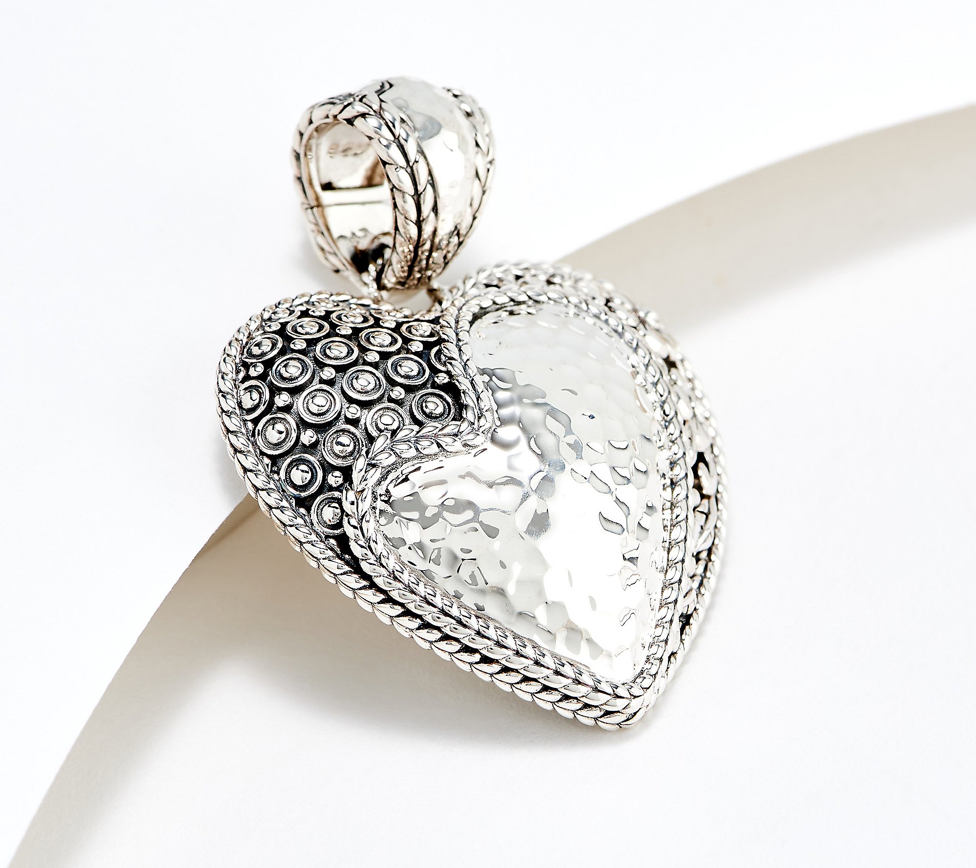 JAI Sterling Silver Textured Heart Enhancer - QVC.com