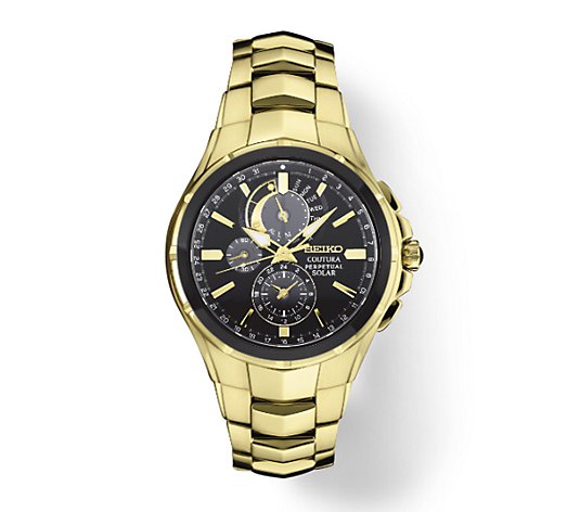 Seiko Men's Coutura Solar Perpetual Goldtone Stainless Watch