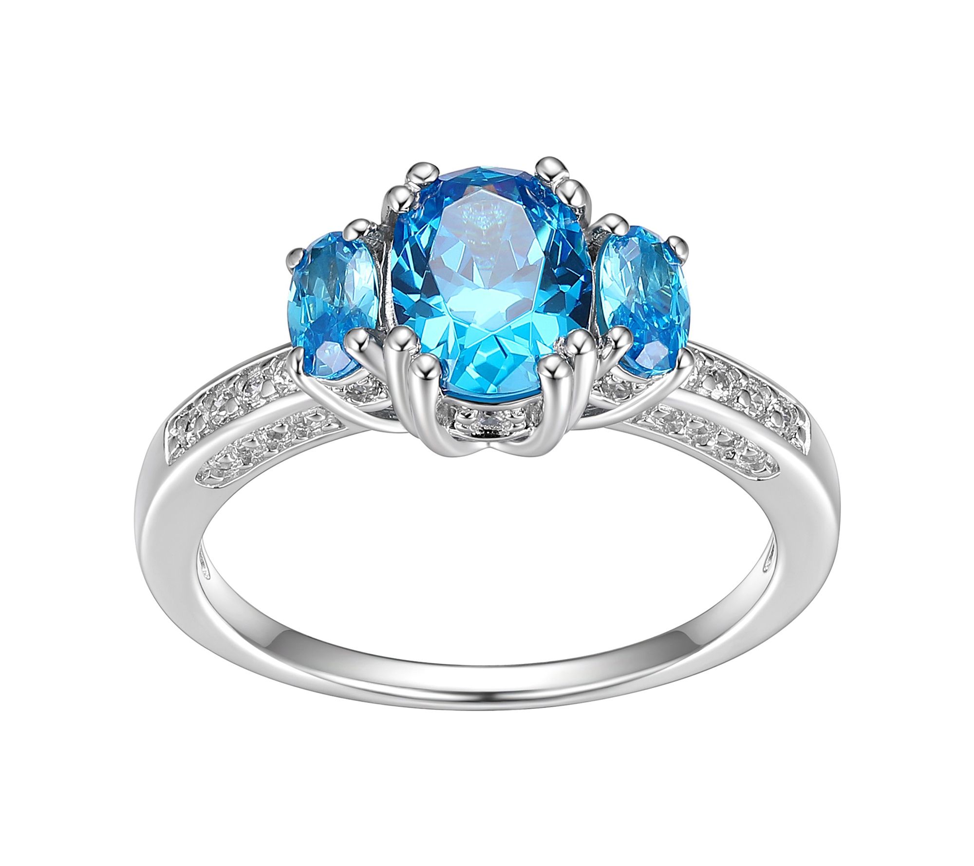 Diamonique Simulated Blue Topaz Ring, SterlingSilver - QVC.com