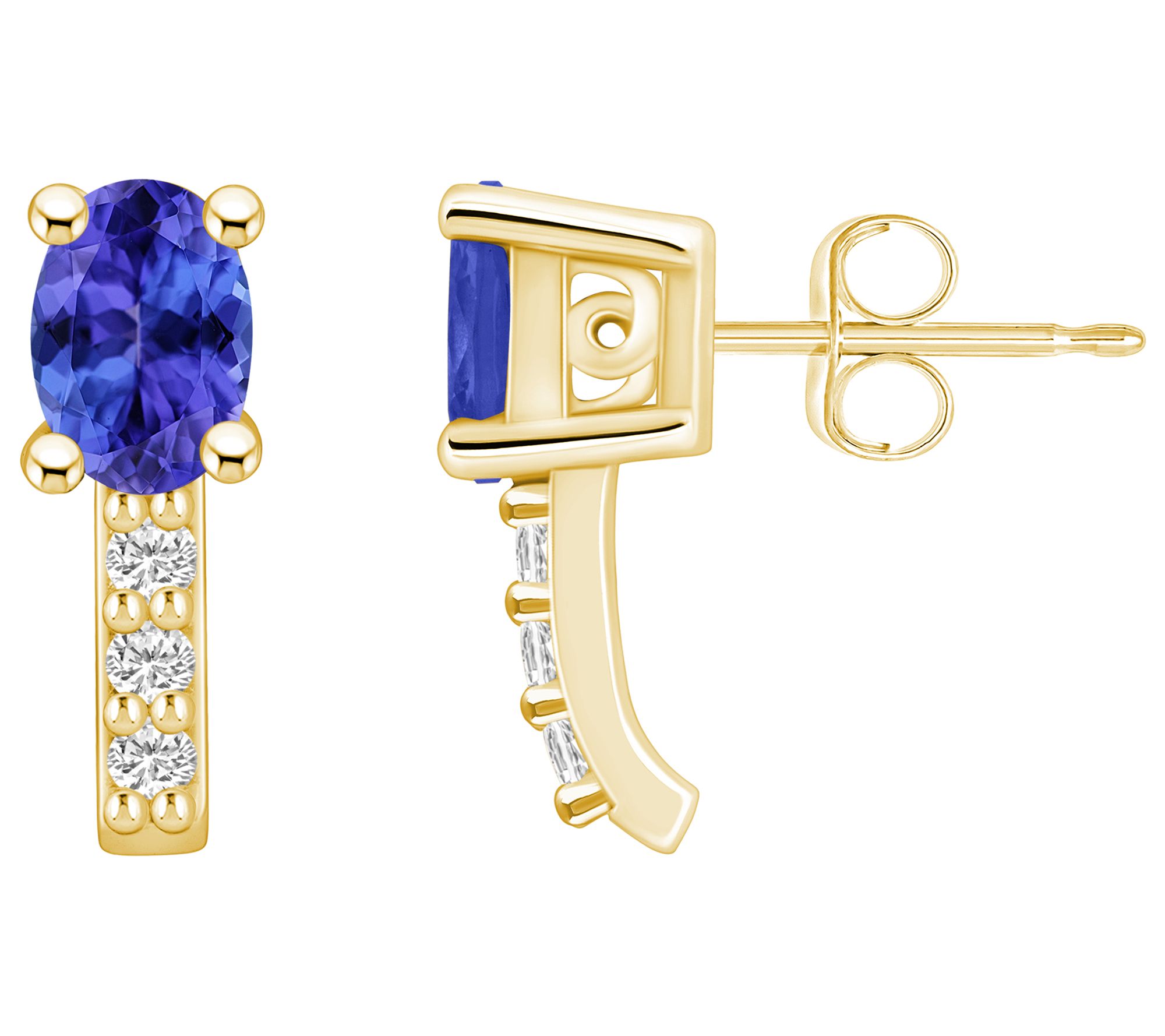 Affinity Gems 14K 0.90 cttw Tanzanite 0.10 cttwDiamond Studs