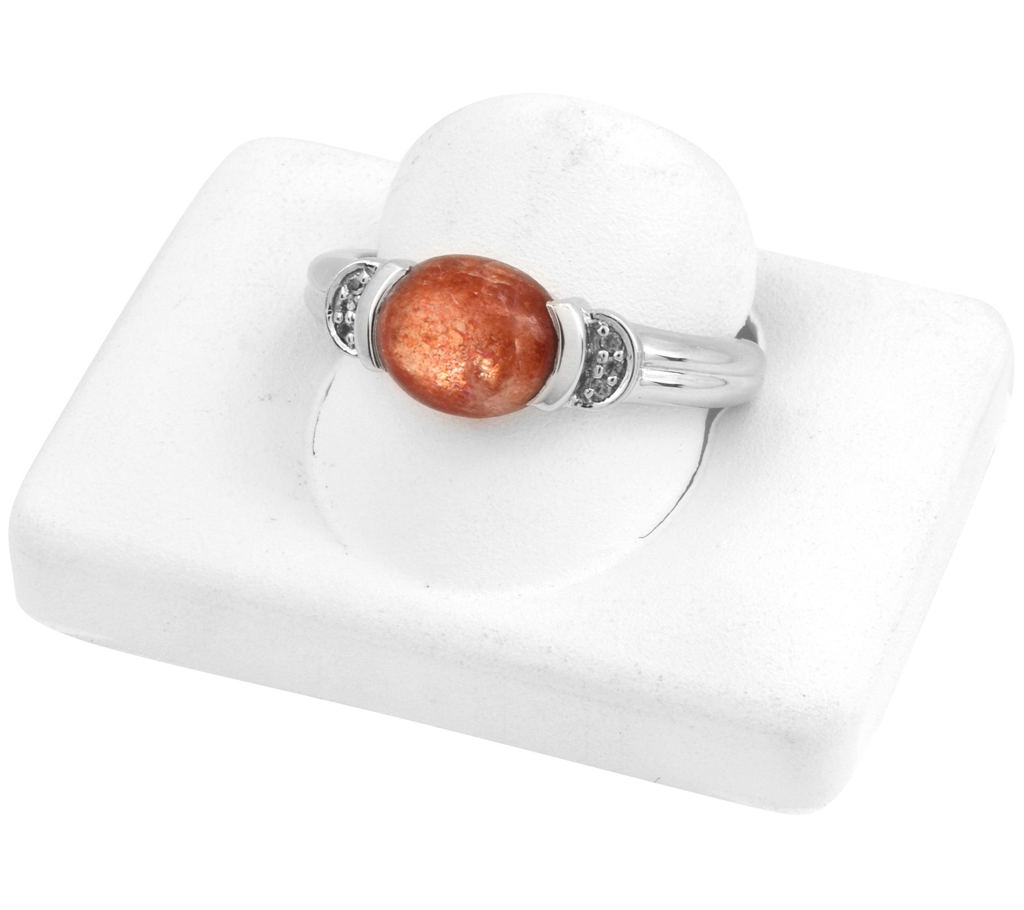 Affinity Gems Sterling Silver Sun Stone & WhiteTopaz Ring