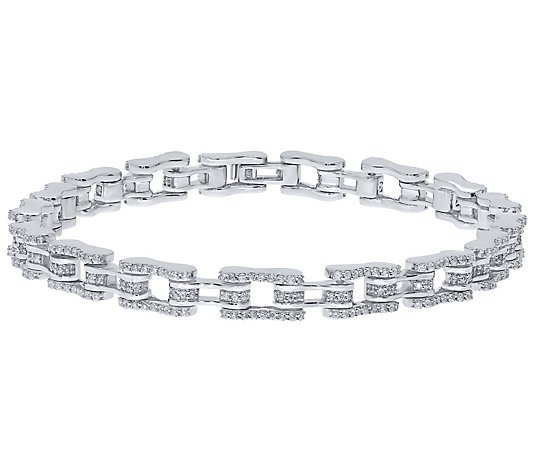 Men's 2.00 cttw Diamond Link Bracelet, Sterling Silver