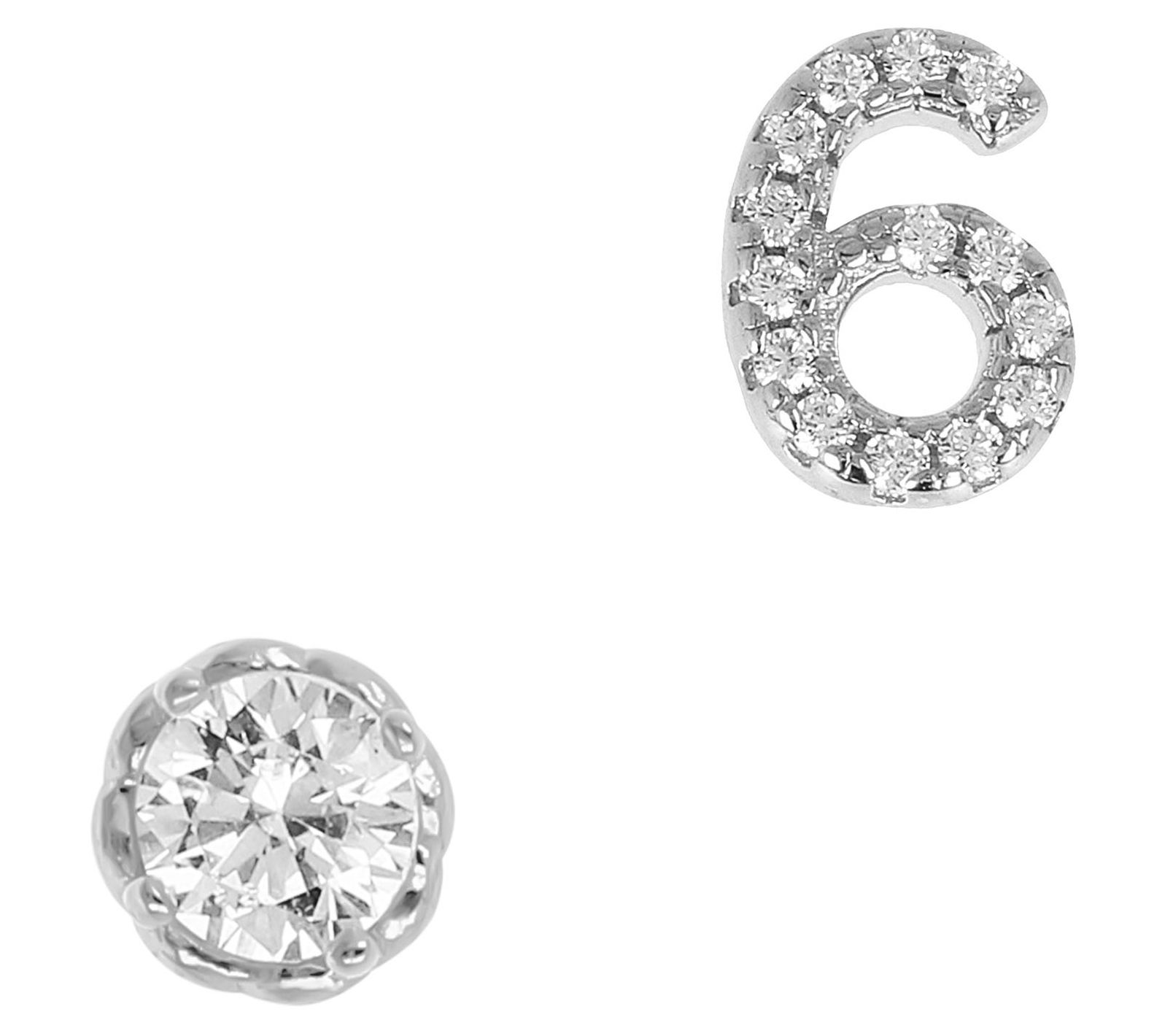 Diamonique Number & Solitaire Stud Earring S etSterling