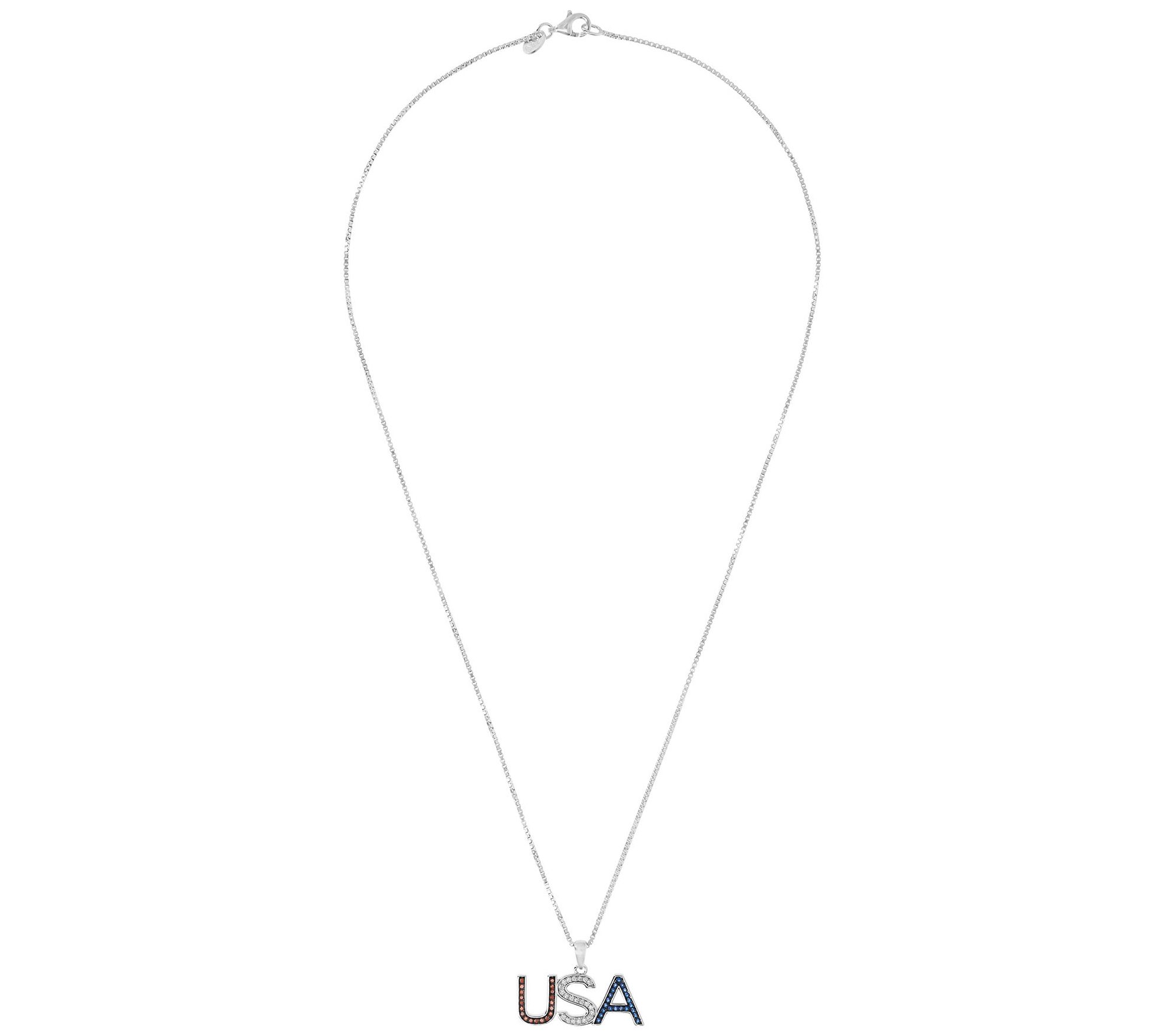 Diamonique USA Pendant with Chain, Sterling Sil ver