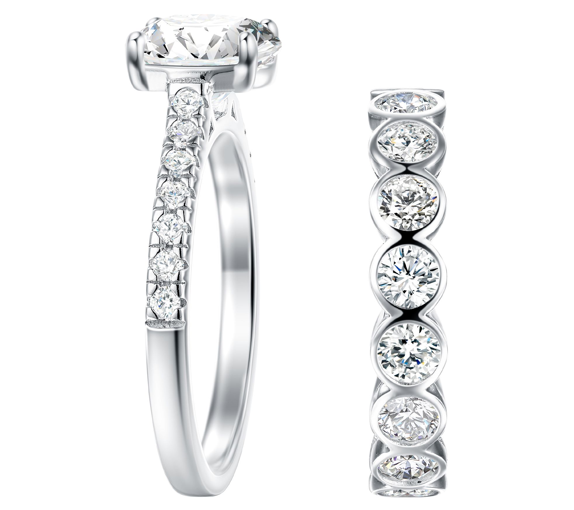 Diamonique 6 00 Cttw 2 Piece Bridal Ring Set Ring Sterling QVC Com   J413267.002