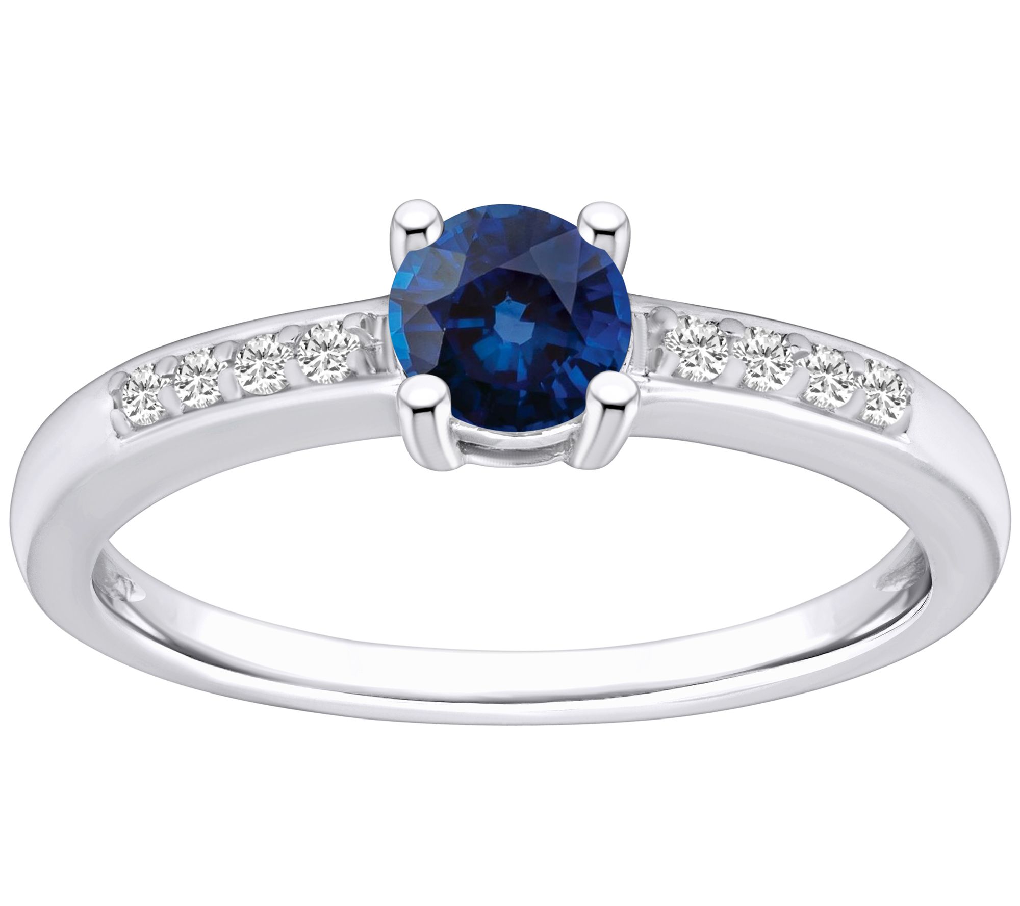 Affinity Gems Round Gemstone & Diamond Ring, 14White Gold