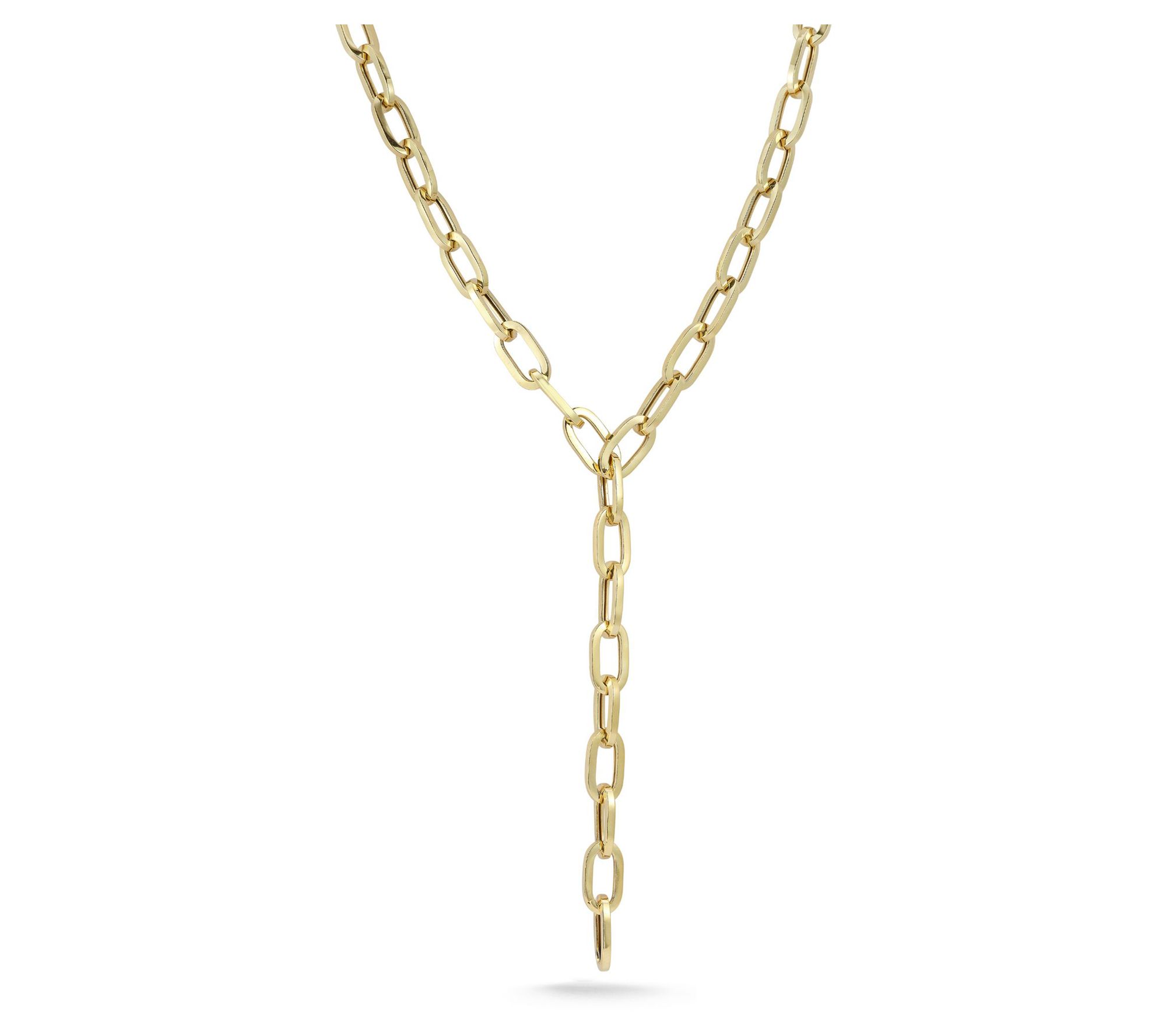 Italian Silver Oval Link Chain Y Necklace, Sterling