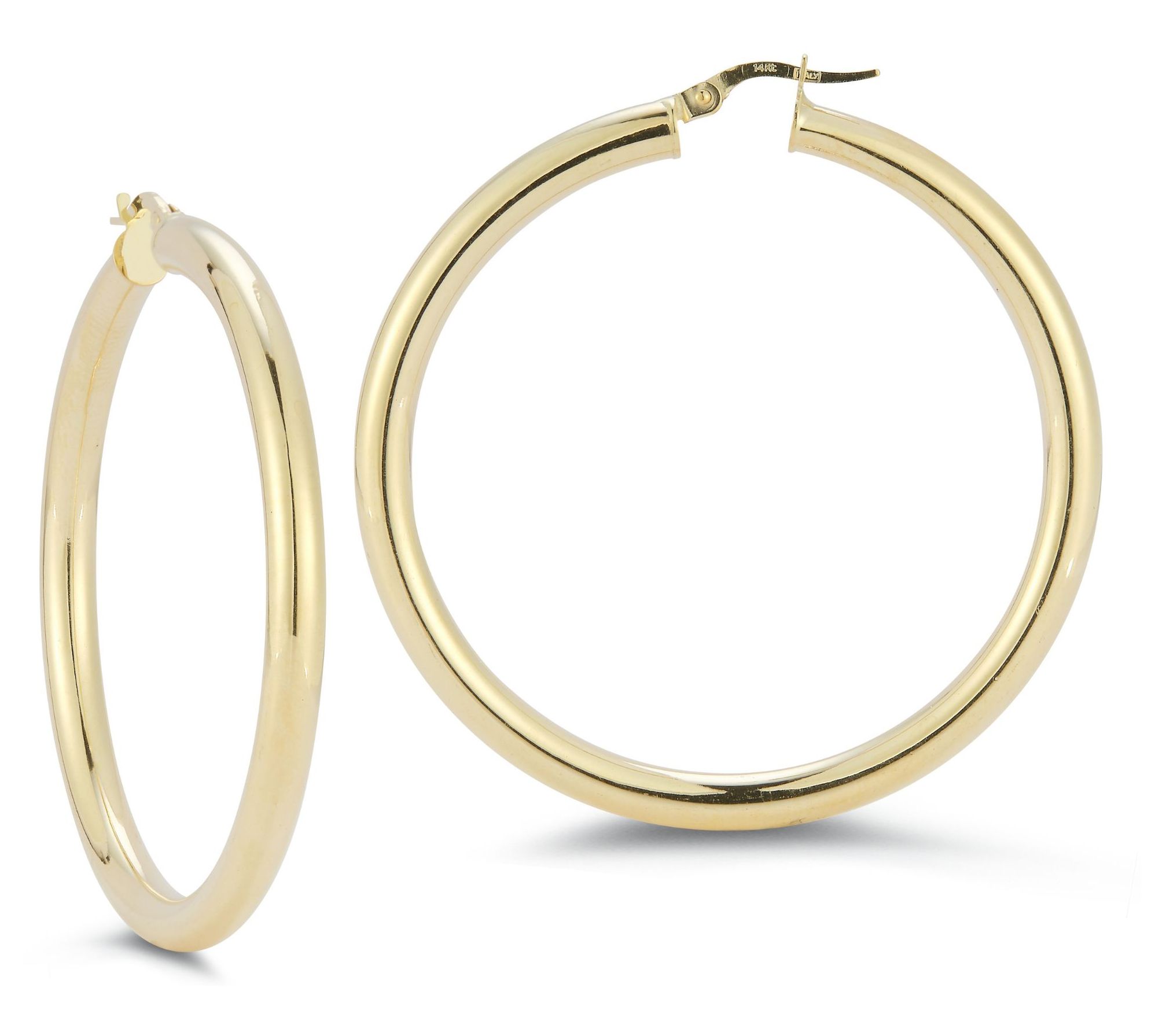 Italian Gold 2" XL Round Hoop Earrings, 14K
