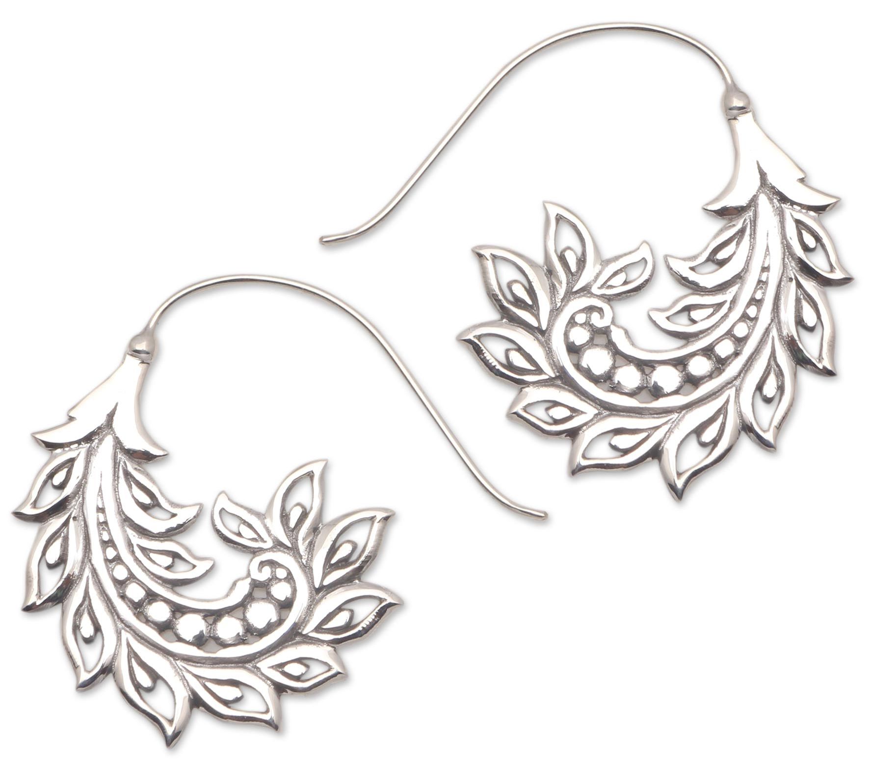 Novica Artisan Crafted Sterling Summer Half-Hoop Earrings
