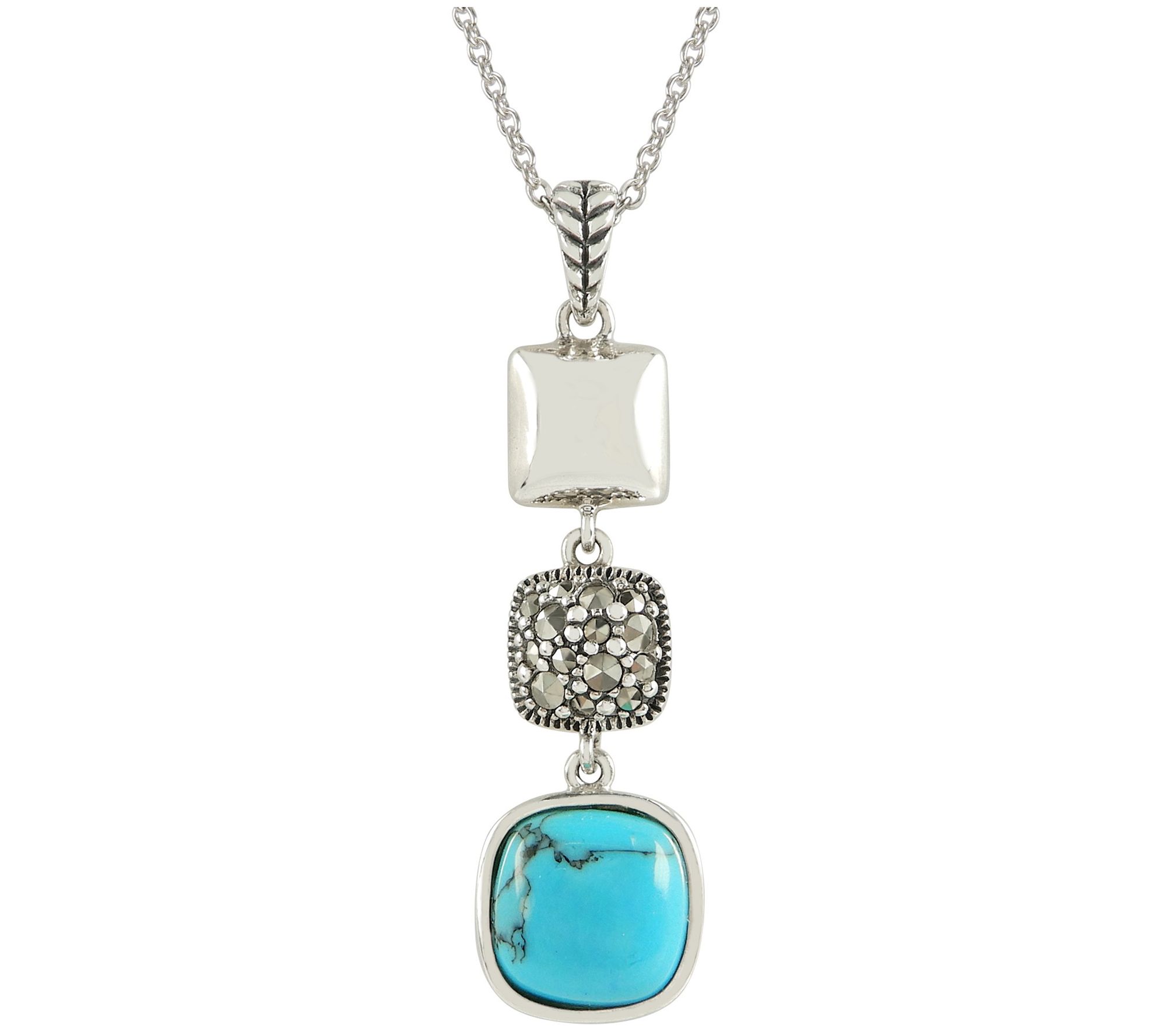 Suspicion Sterling Simulated Turquoise & Marcasite Necklace