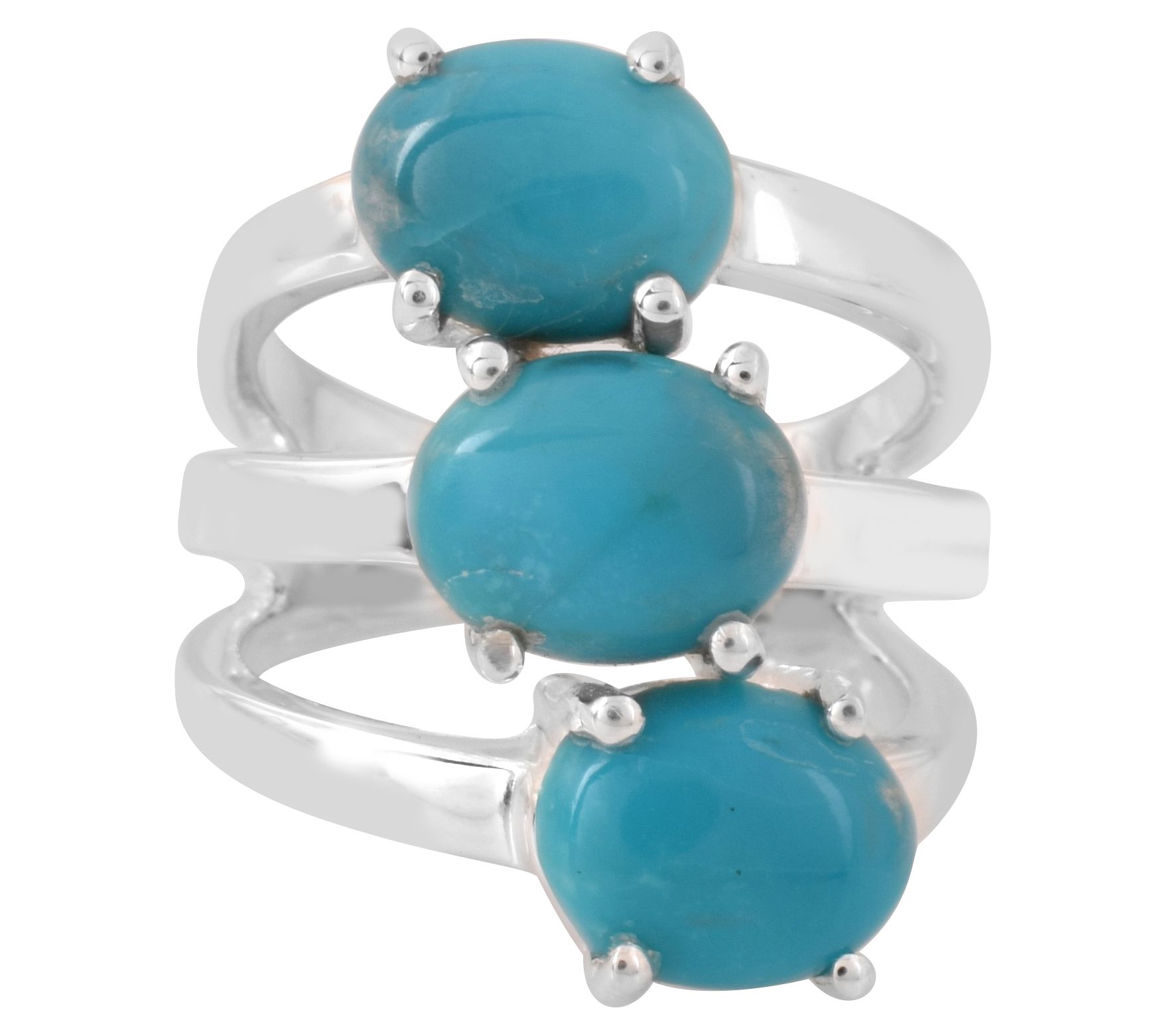 Affinity Gems Turquoise 3-Stone Ring, Sterling Silver