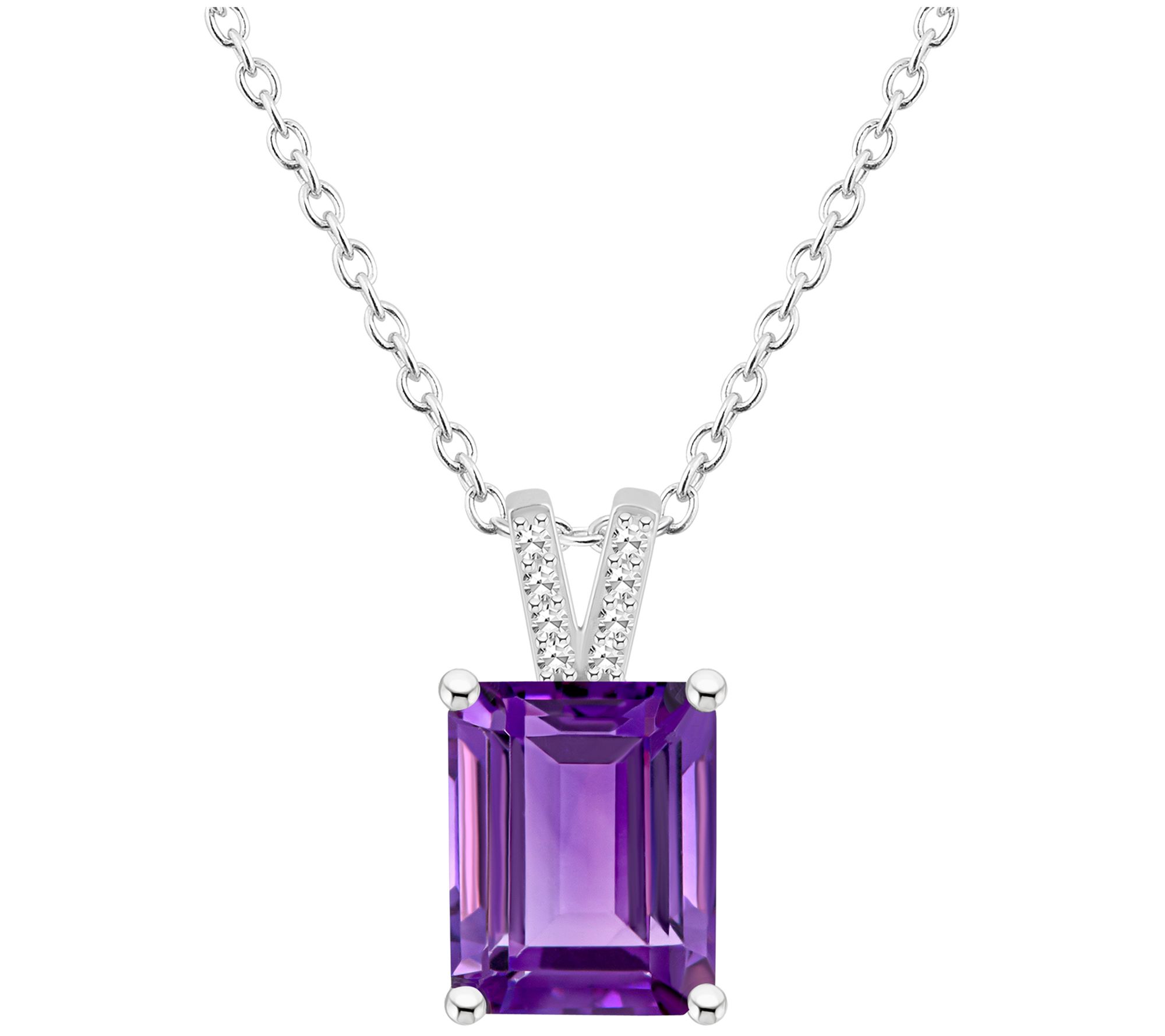 Affinity Gems Emerald Gemstone & Diamond Pendant w/ Chain