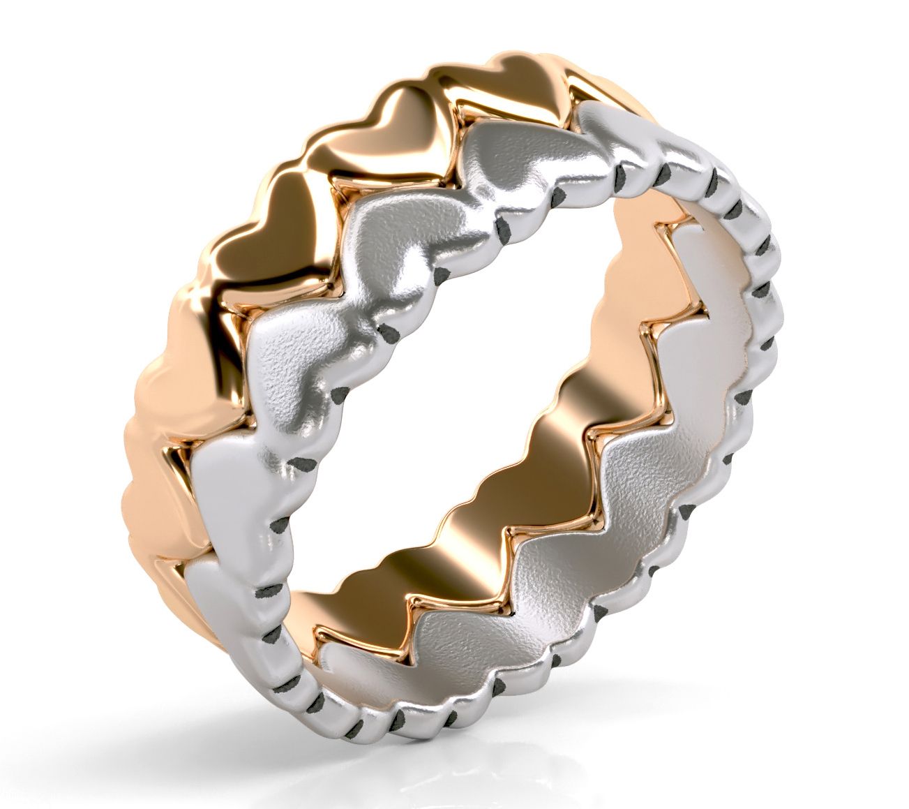 Or Paz Two-Tone Intertwined Hearts Band Ring