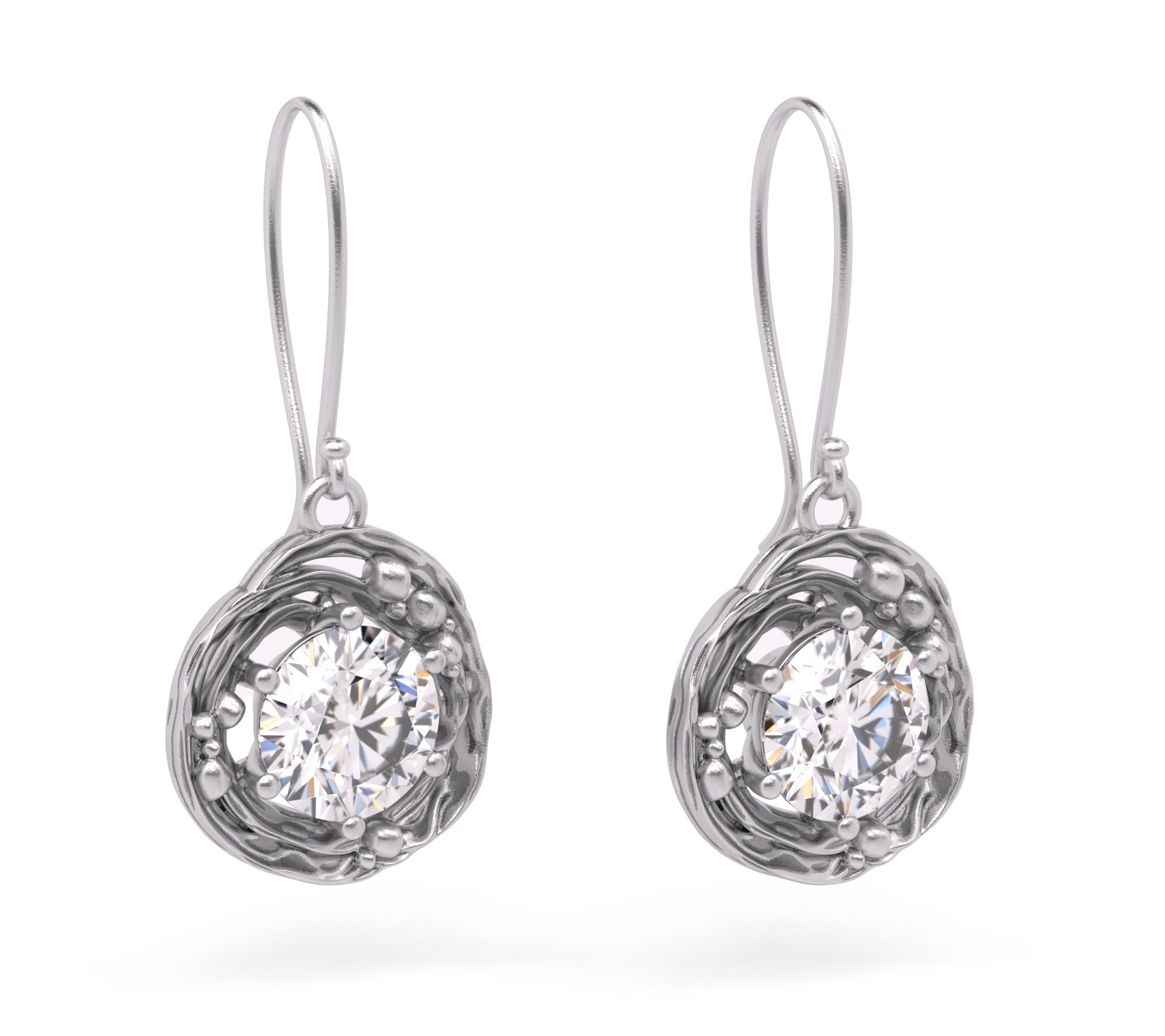 Diamonique Raindrop Design Dangle Earrings, Sterling Silver