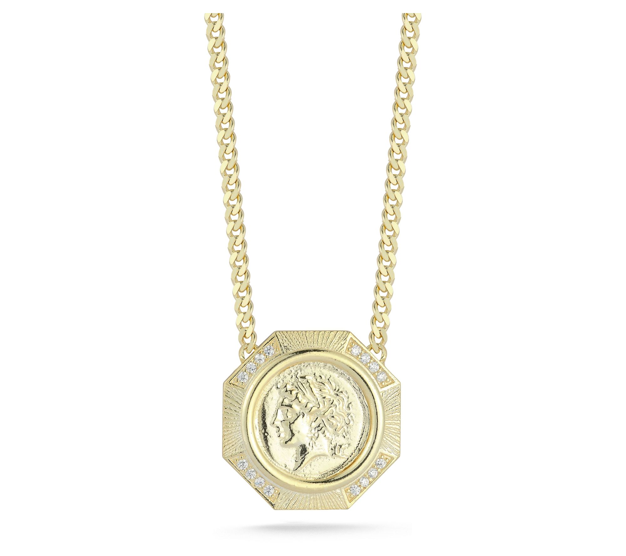 Sterlina Silver Vintage Octagon Coin Necklace,Sterling - QVC.com